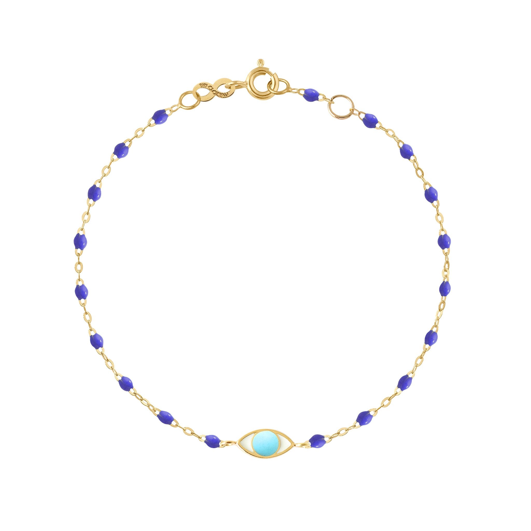 Bracelet Classique Gigi Eye bleuet, or jaune, 17 cm