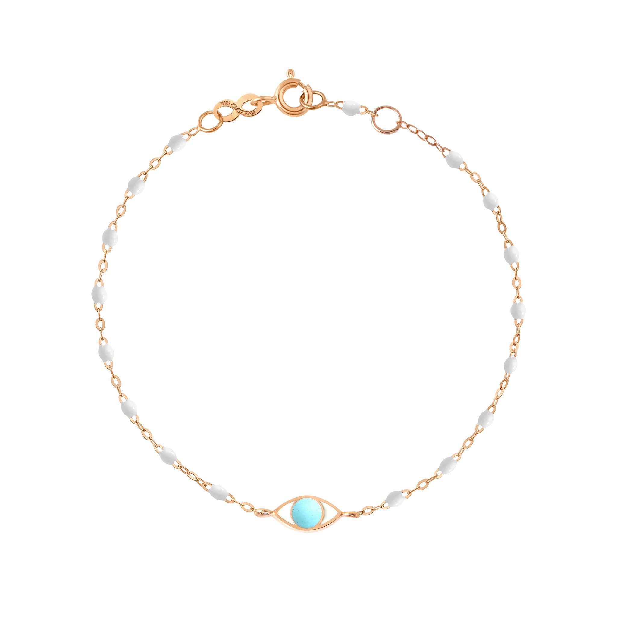 Bracelet Classique Gigi Eye blanc, or rose, 17 cm