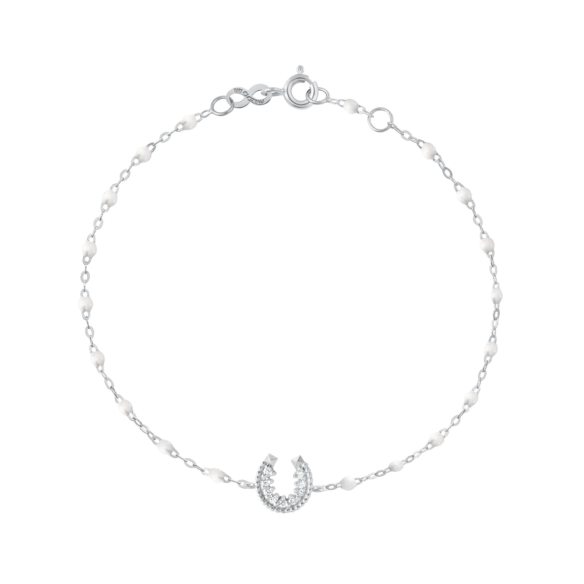 Bracelet blanc Fer à cheval, diamants, or blanc, 17 cm