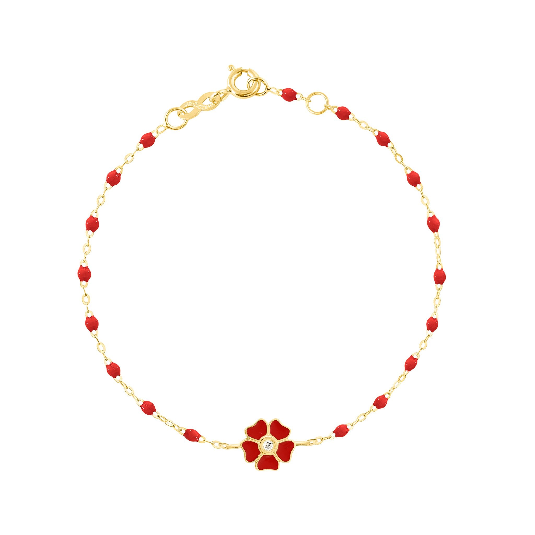 Bracelet coquelicot Fleur, diamant, or jaune, 17 cm