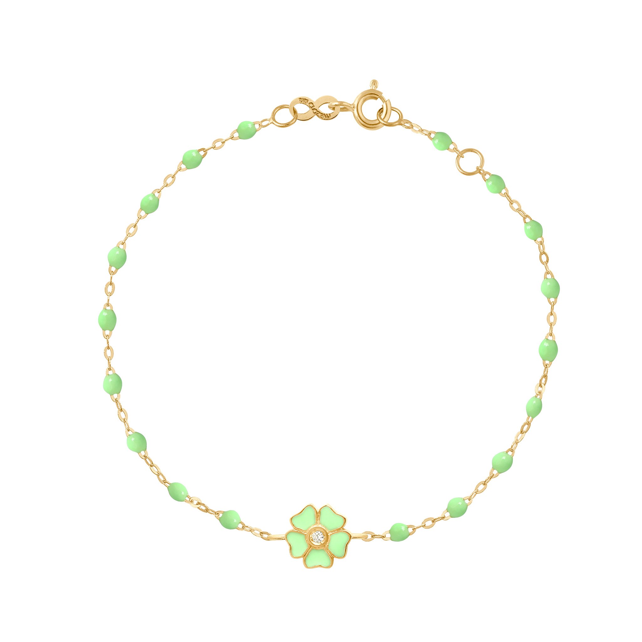 Bracelet anis Fleur, diamant, or jaune, 17 cm