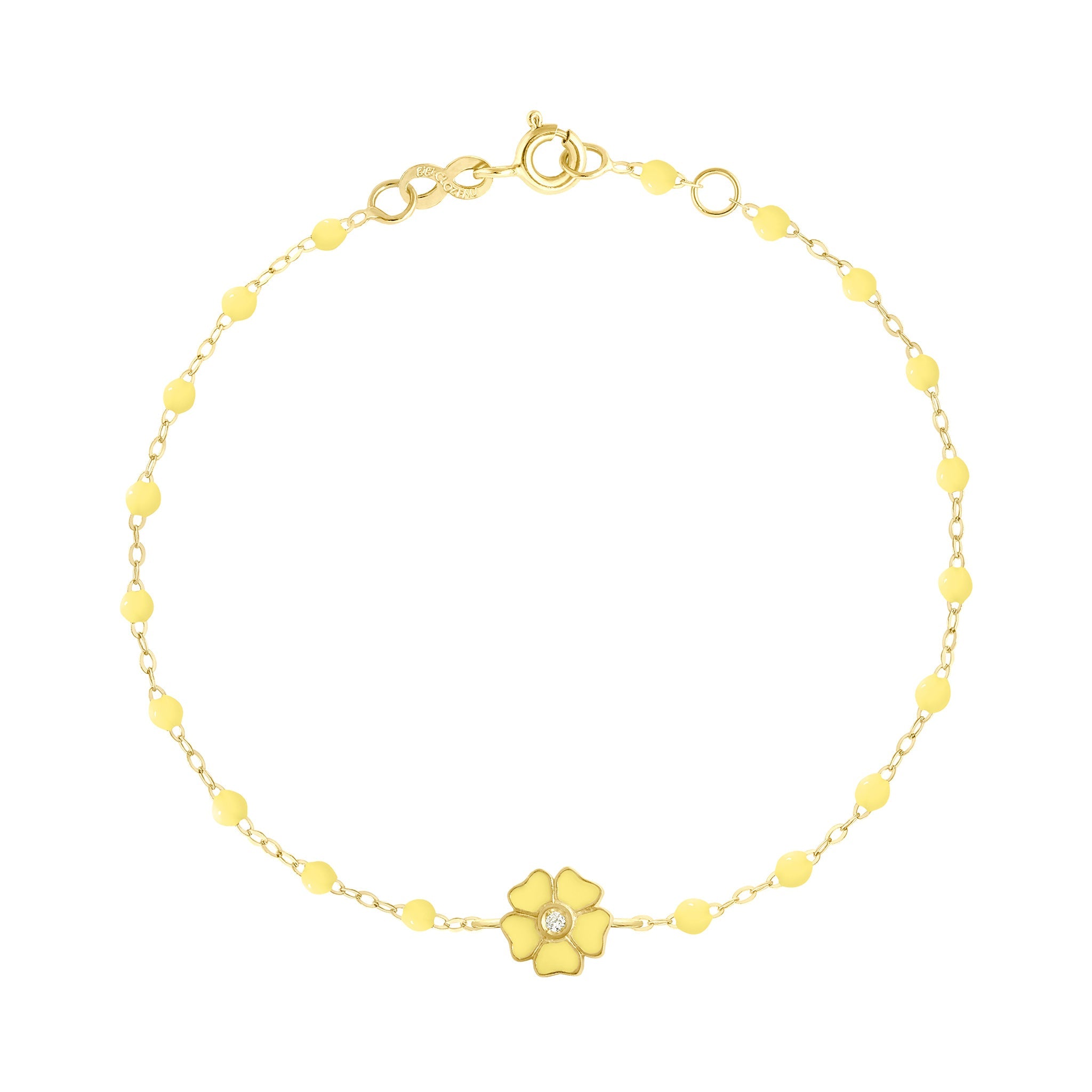 Bracelet mimosa Fleur, diamant, or jaune, 17 cm voyage Référence :  b3fl001j6417di -1