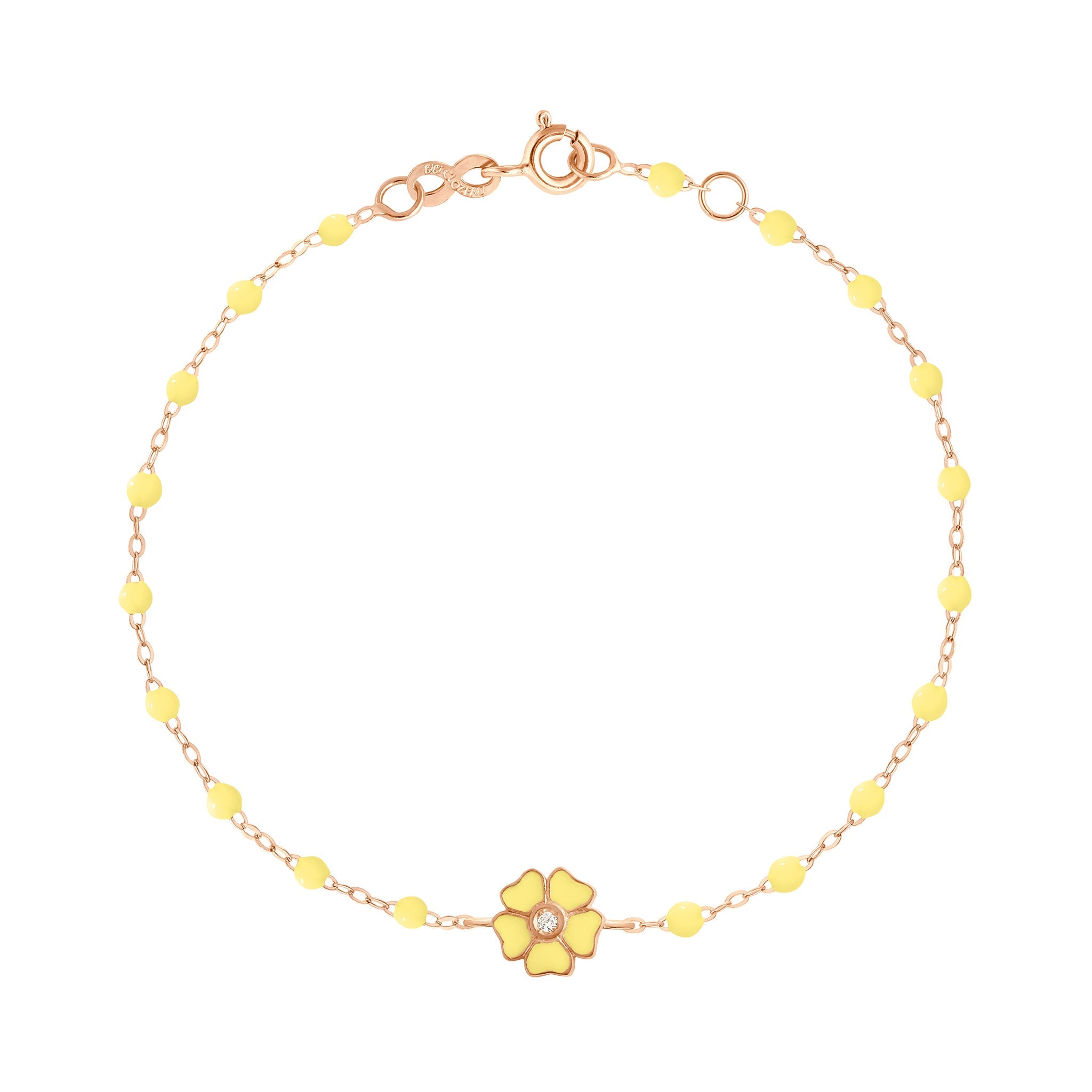 Bracelet mimosa Fleur, diamant, or rose, 17 cm voyage Référence :  b3fl001r6417di -1