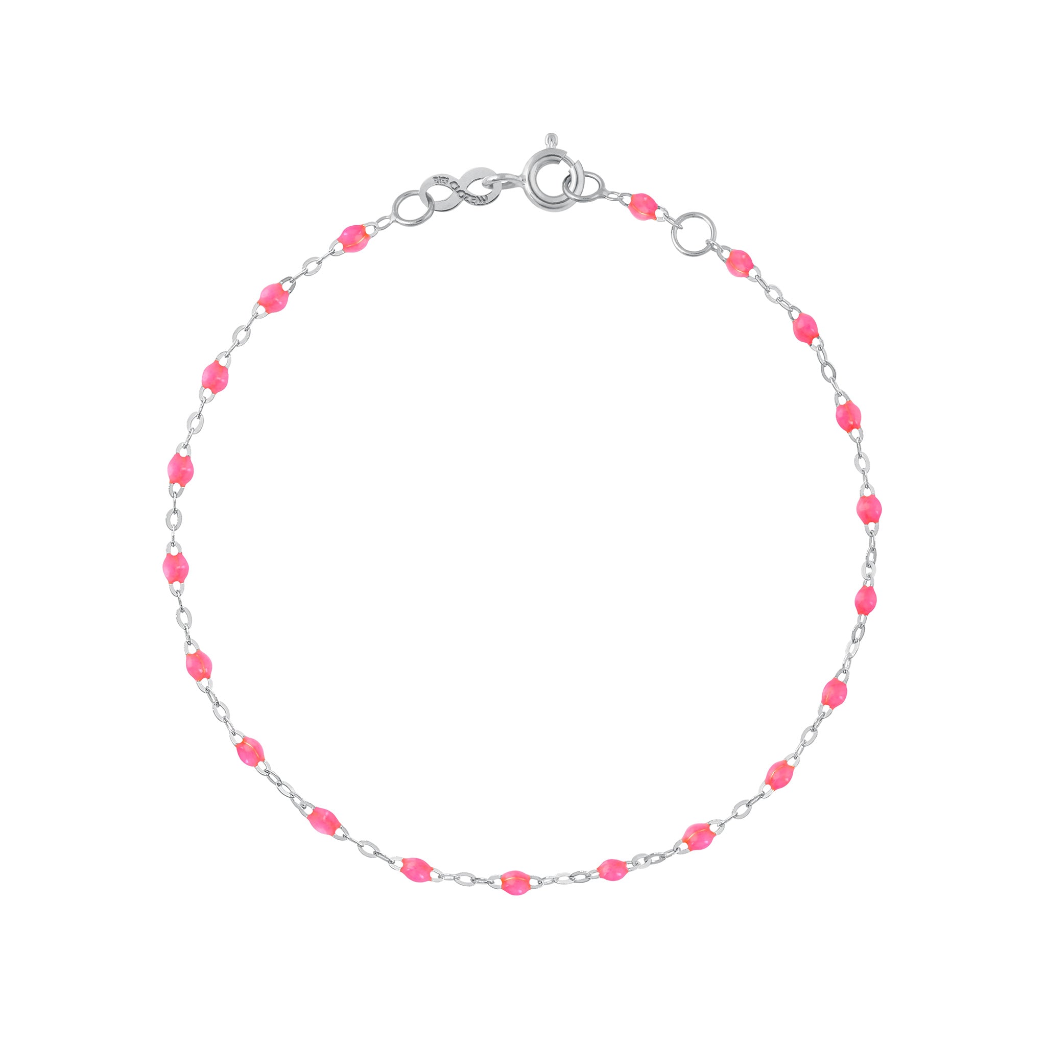 Bracelet cheville rose fluo Classique Gigi, or blanc, 24 cm classique gigi Référence :  b3gi001g2924xx -1