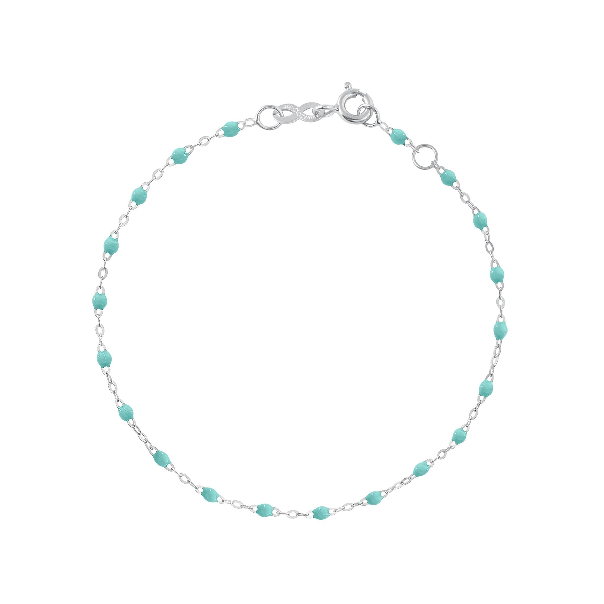 Bracelet vert d'eau Classique Gigi, or blanc, 15 cm