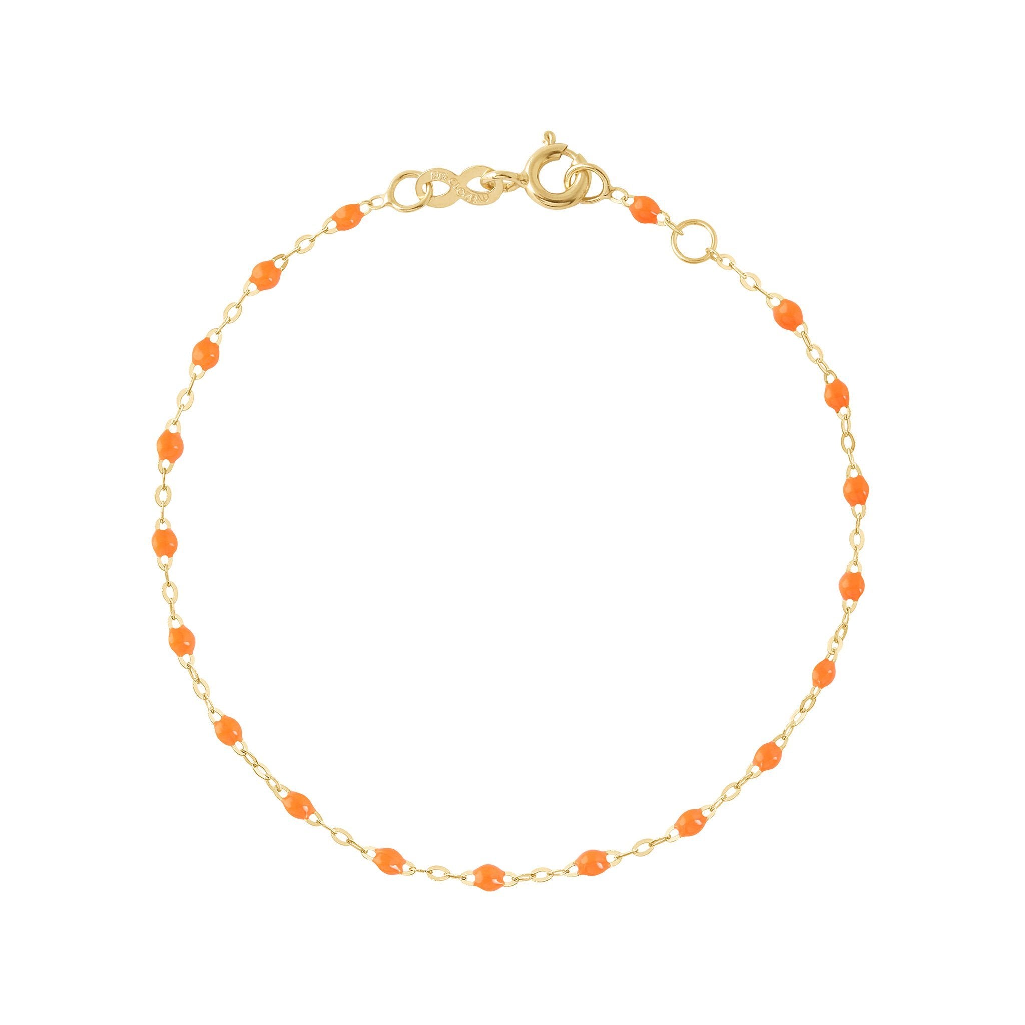 Bracelet orange fluo Classique Gigi, or jaune, 15 cm