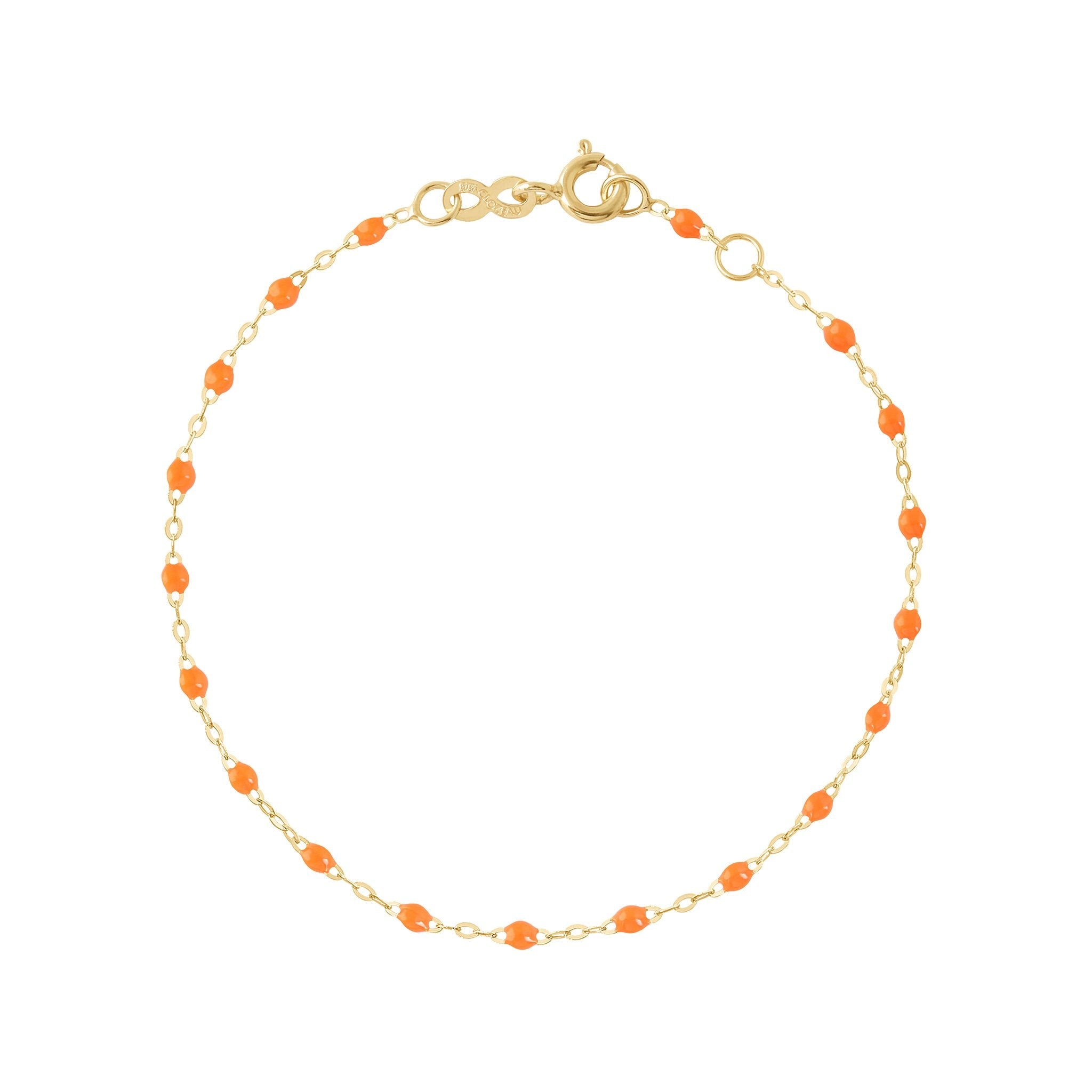 Bracelet orange fluo Classique Gigi, or jaune, 19 cm