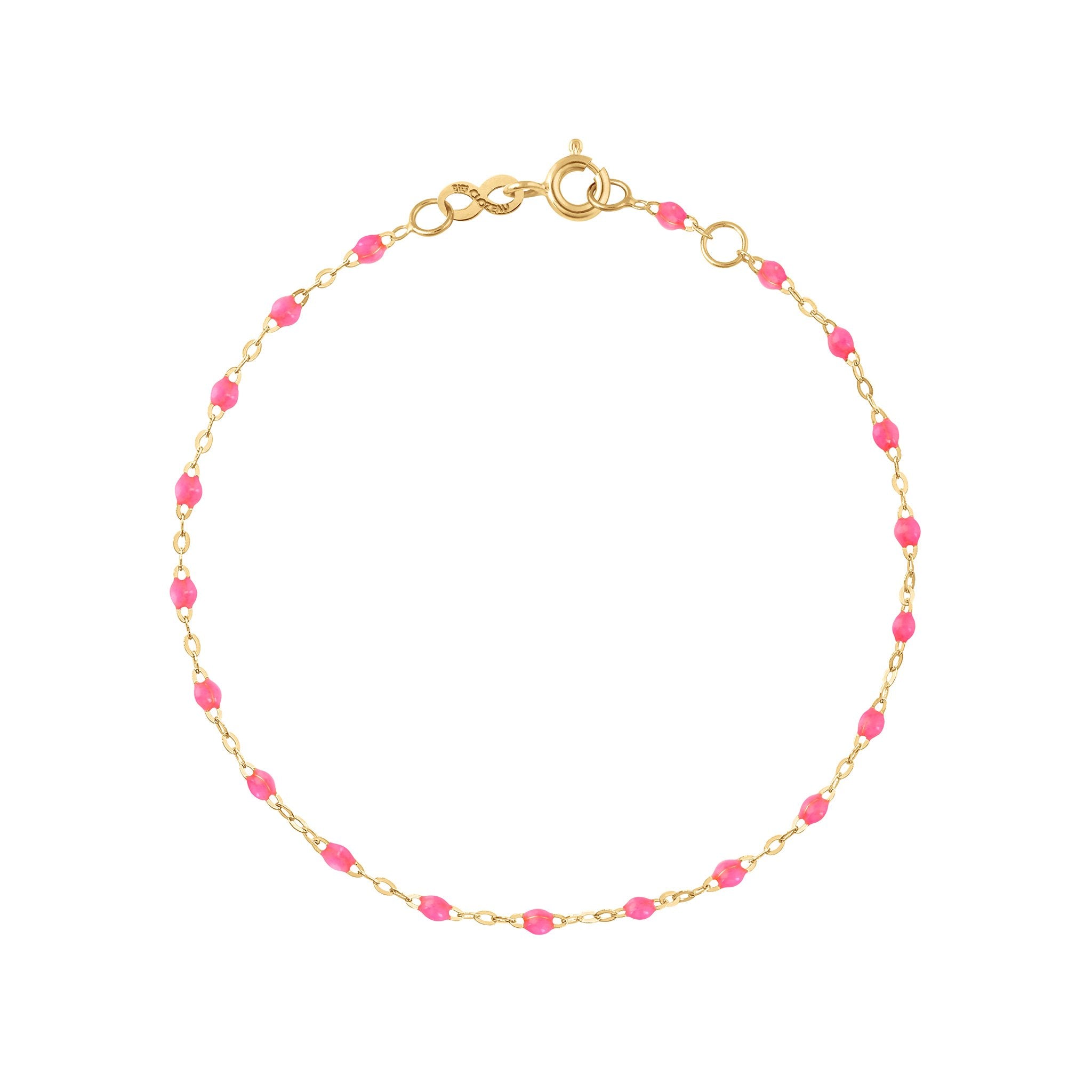 Bracelet rose fluo Classique Gigi, or jaune, 18 cm