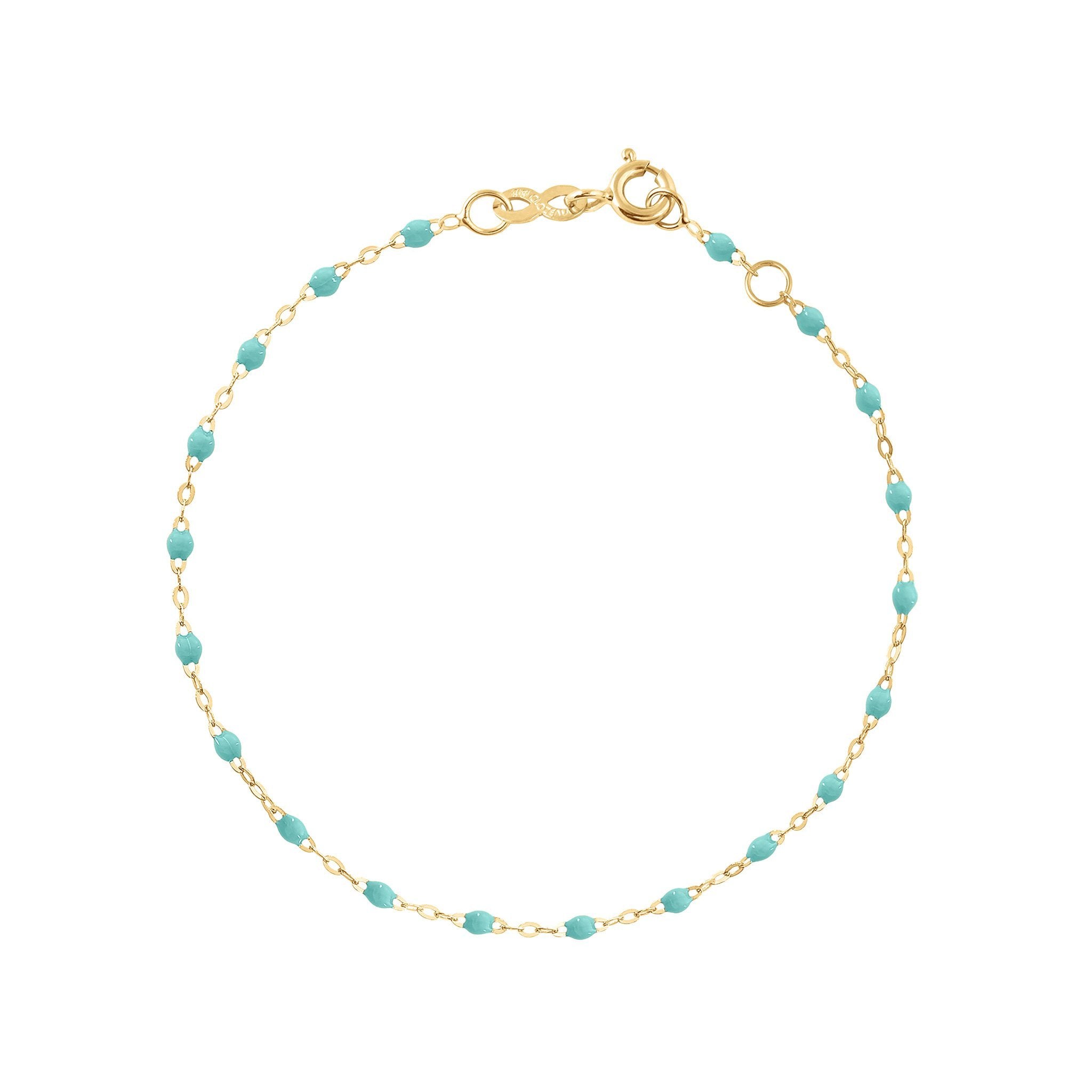 Bracelet vert d'eau Classique Gigi, or jaune, 15 cm