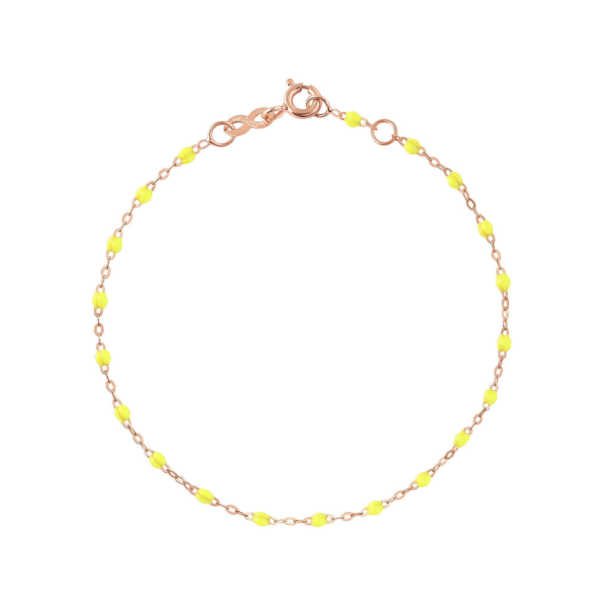 Bracelet jaune fluo Classique Gigi, or rose, 19 cm