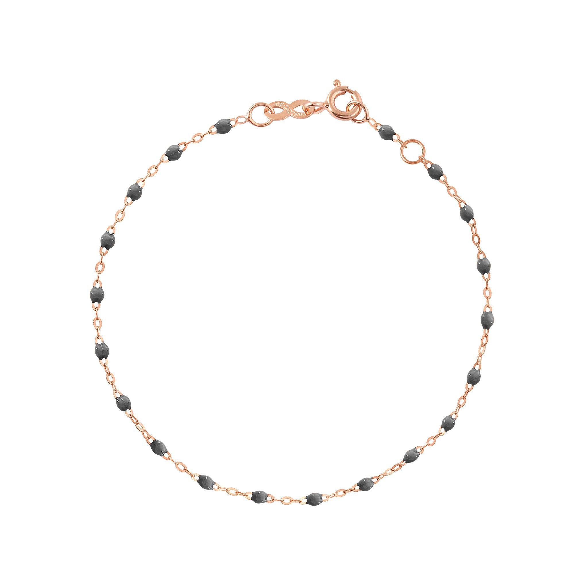 Bracelet gris foncé Classique Gigi, or rose, 15 cm