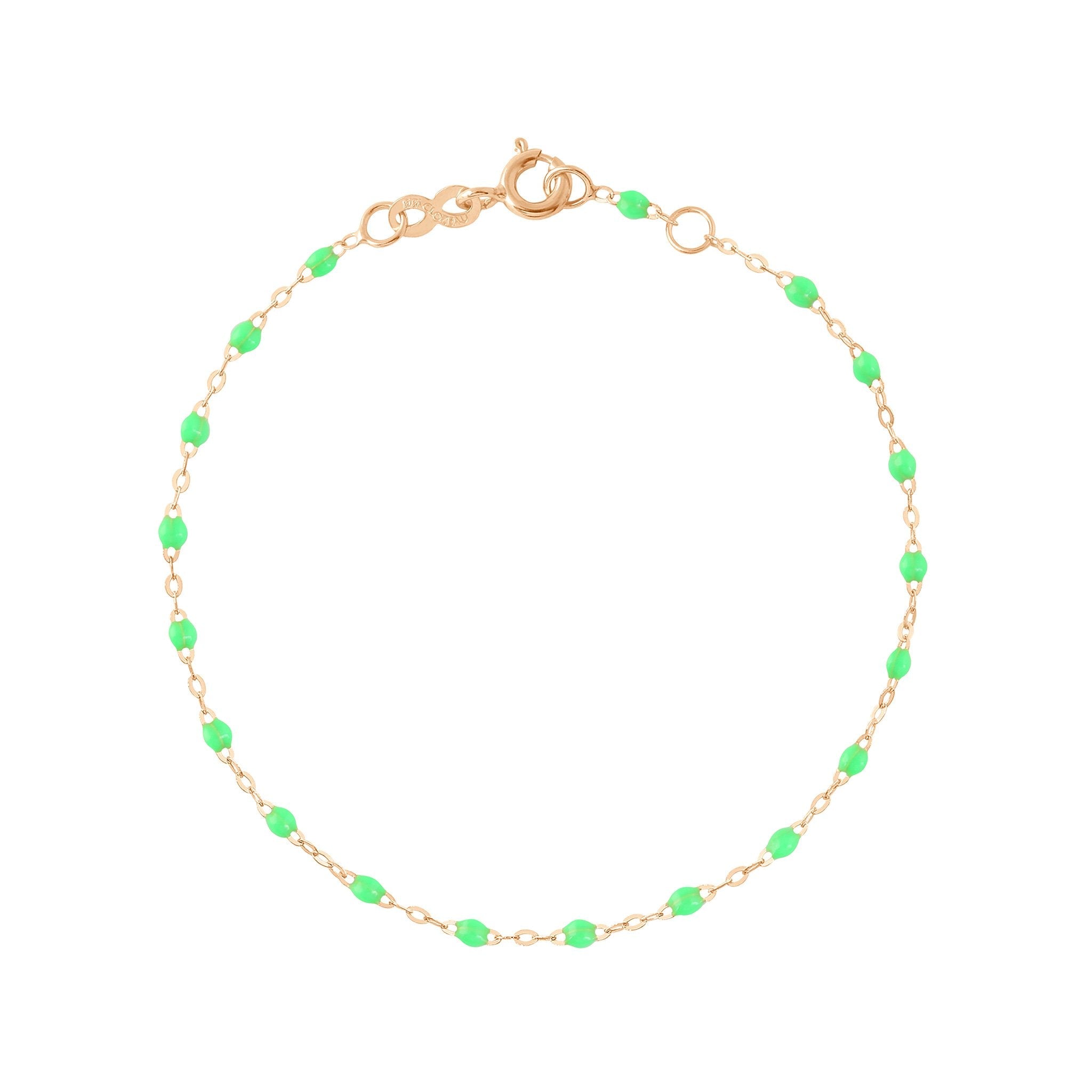 Bracelet vert fluo Classique Gigi, or rose, 19 cm