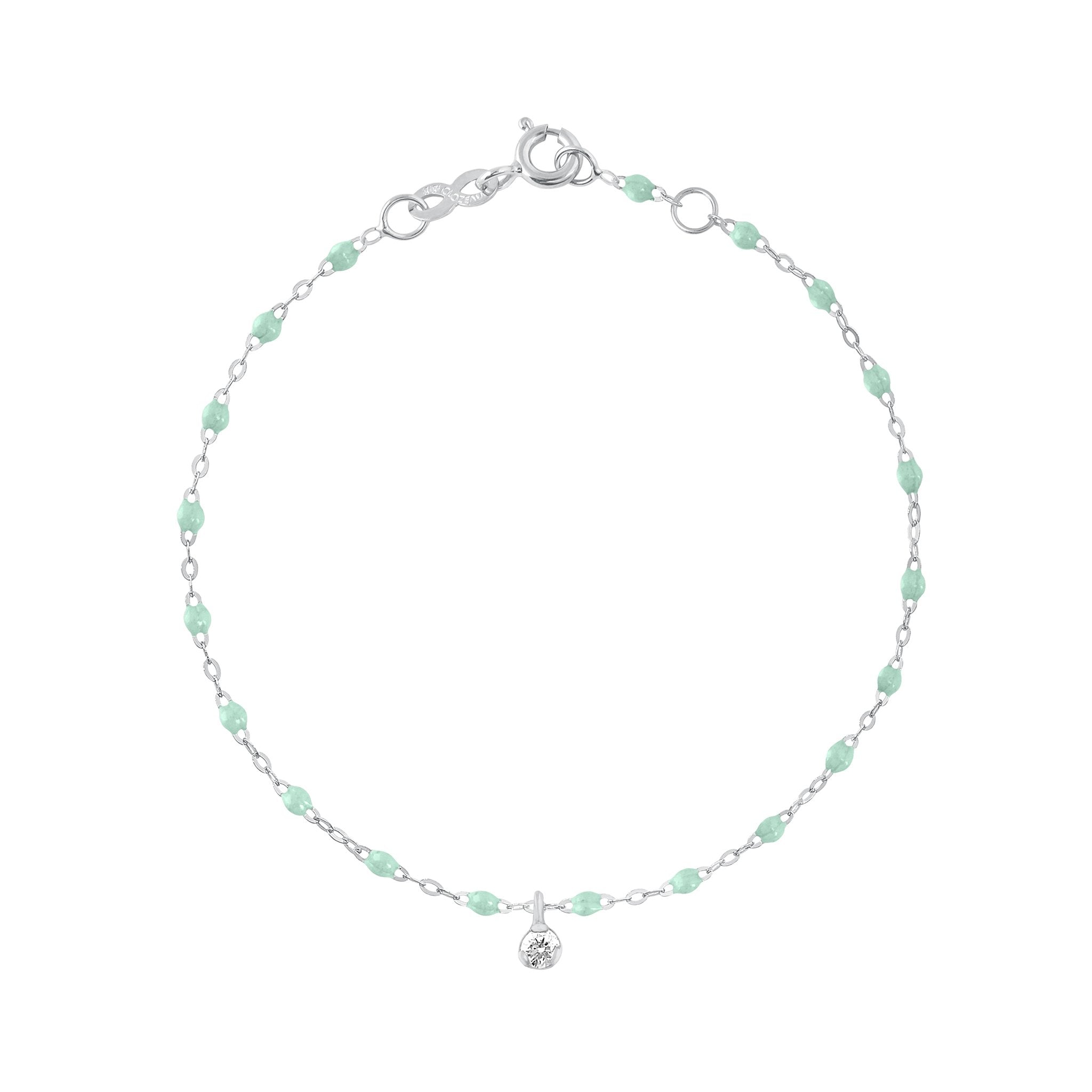 Bracelet jade Gigi Suprême, or blanc, 1 diamant, 17 cm gigi suprême Référence :  b3gs001g1717di -1