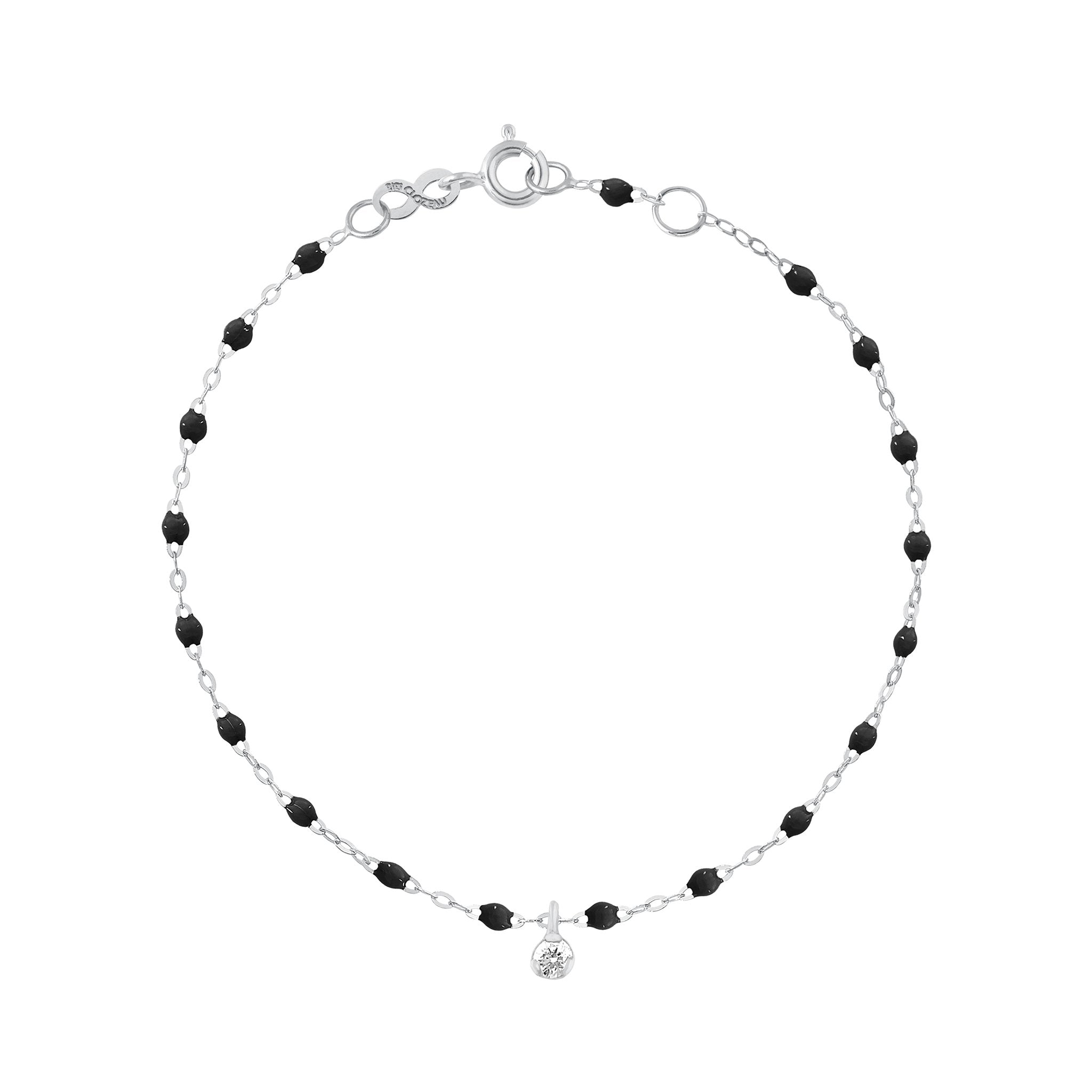 Bracelet noir Gigi Suprême, or blanc, 1 diamant, 17 cm gigi suprême Référence :  b3gs001g2017di -1