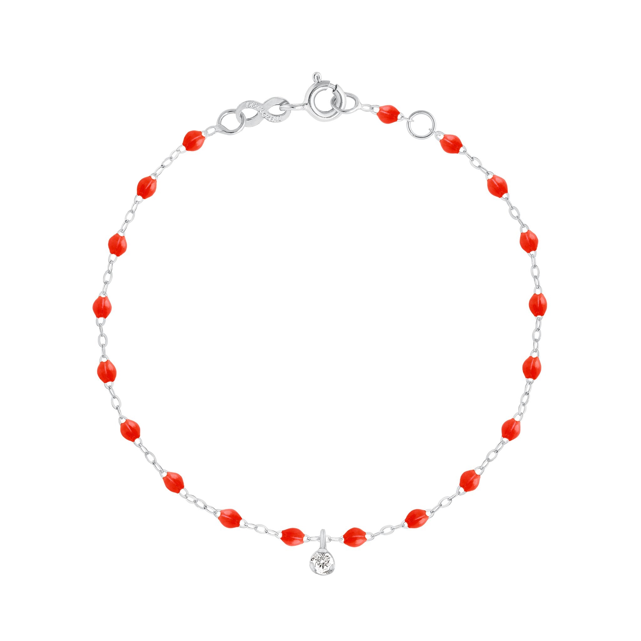 Bracelet corail Gigi Suprême, or blanc, 1 diamant, 17 cm gigi suprême Référence :  b3gs001g5817di -1