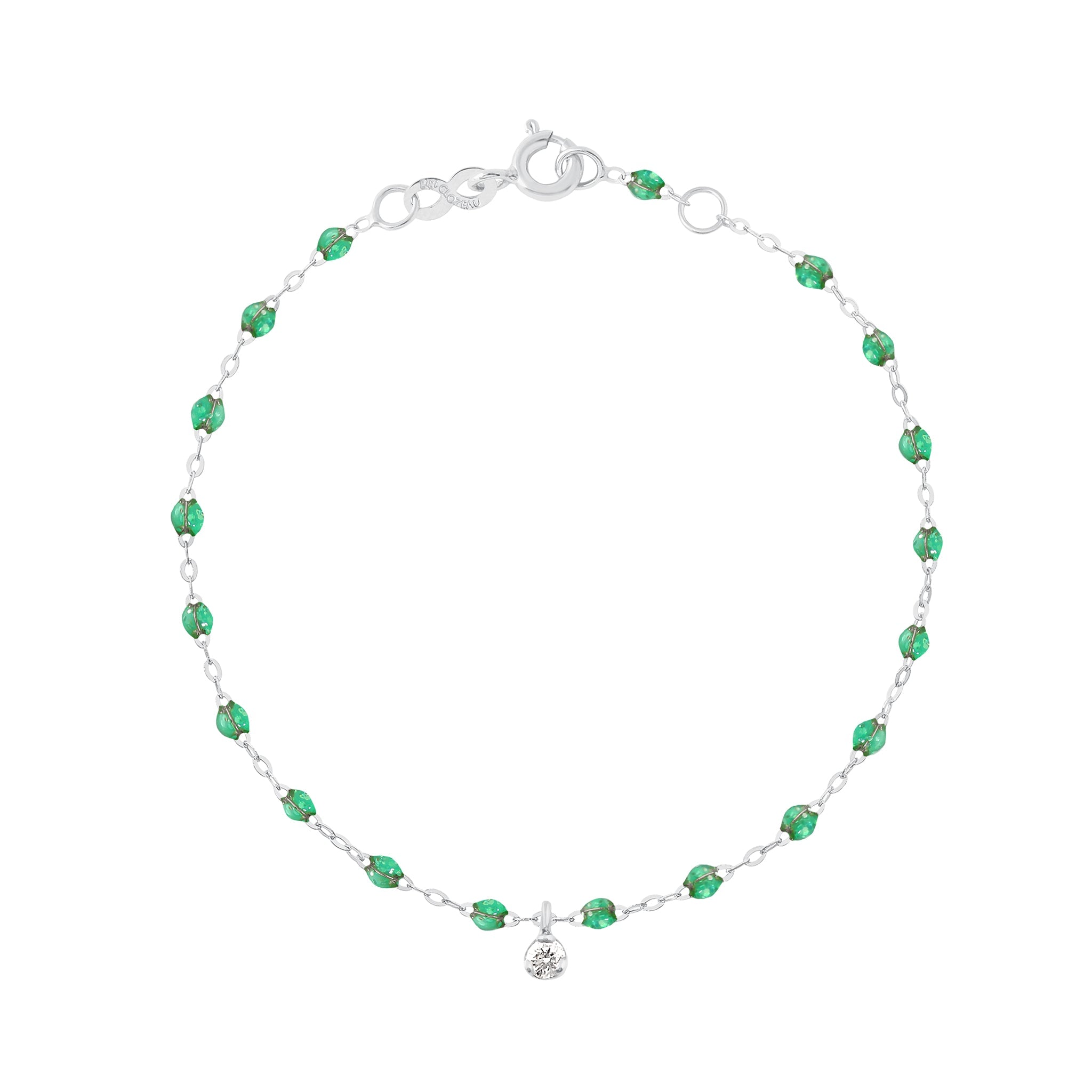 Bracelet menthe Gigi Suprême, or blanc, 1 diamant, 17 cm gigi suprême Référence :  b3gs001g6017di -1