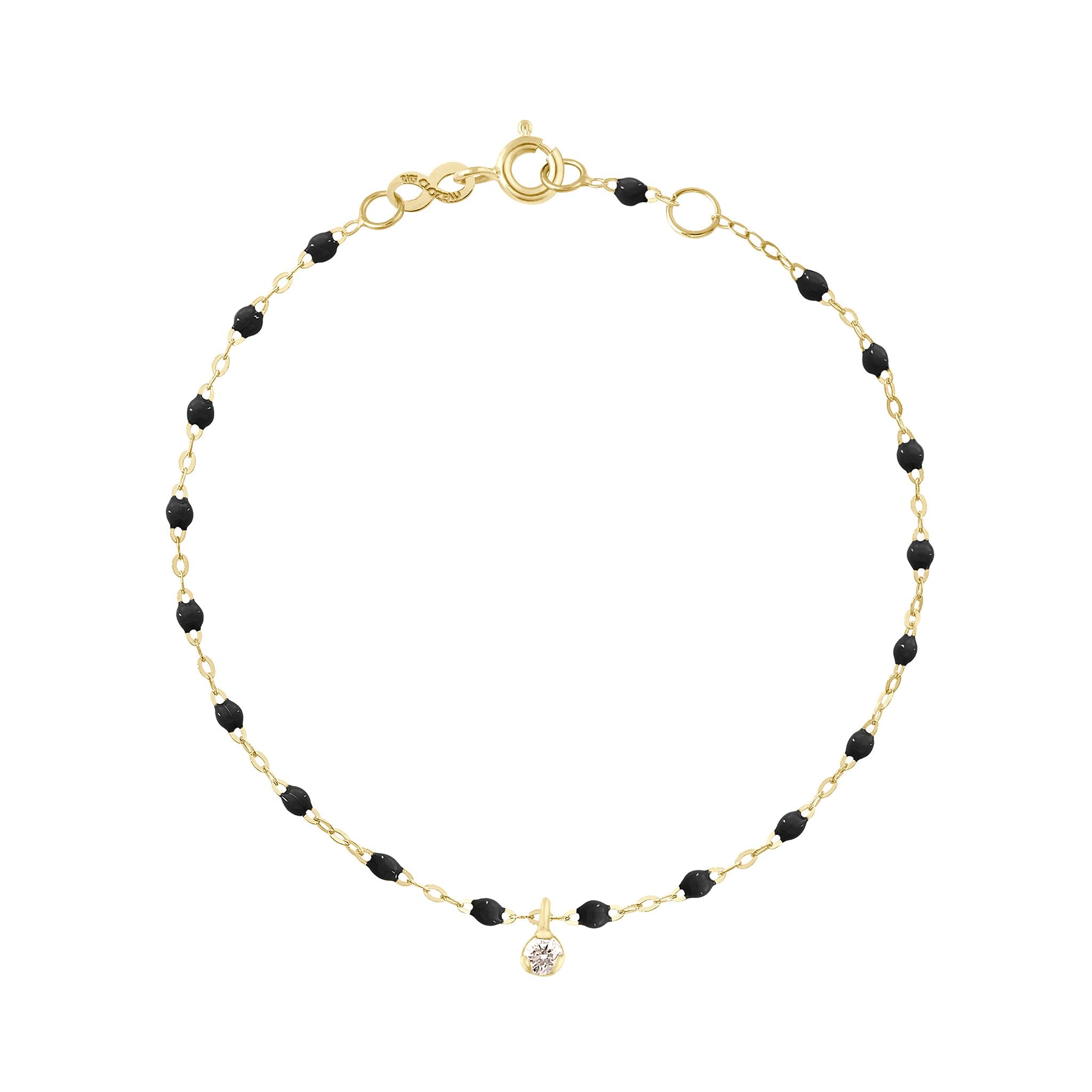 Bracelet noir Gigi Suprême, or jaune, 1 diamant, 17 cm gigi suprême Référence :  b3gs001j2017di -1