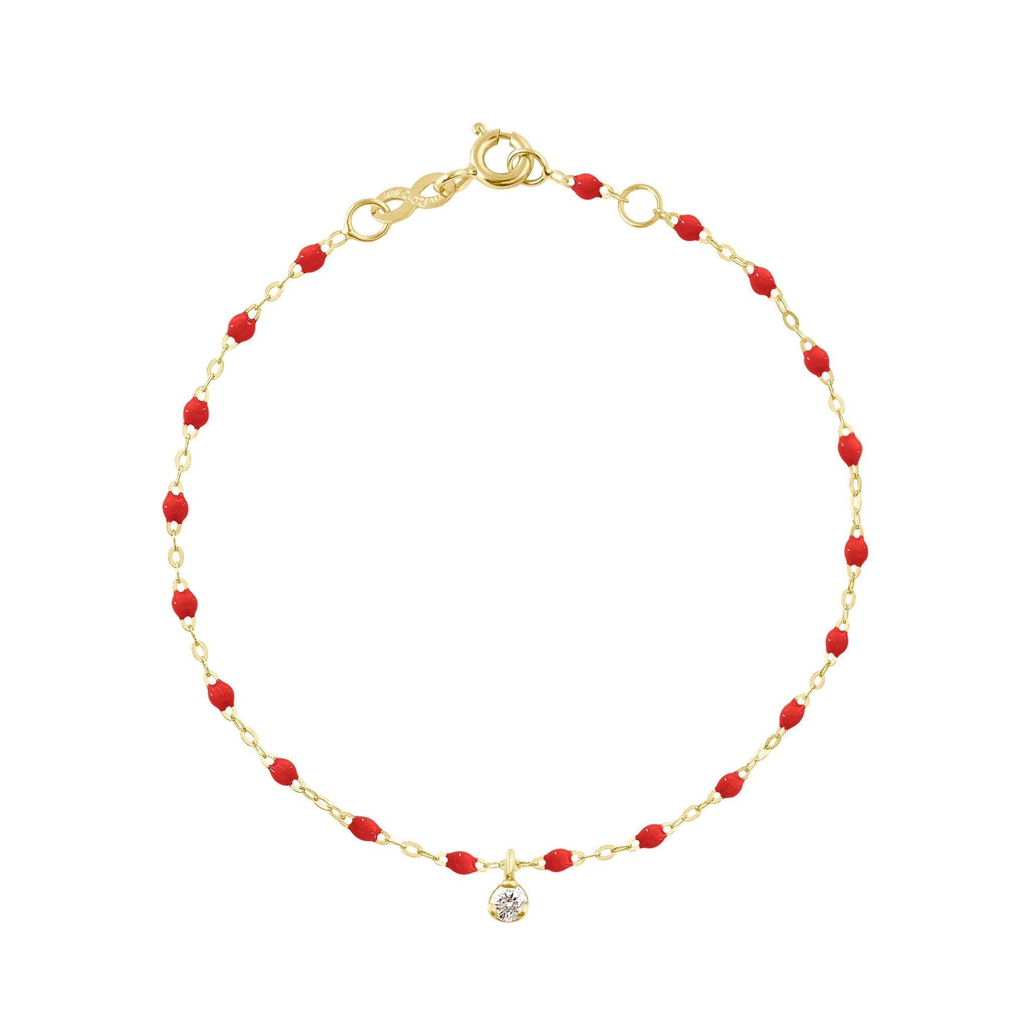 Bracelet coquelicot Gigi Suprême, or jaune, 1 diamant, 17 cm