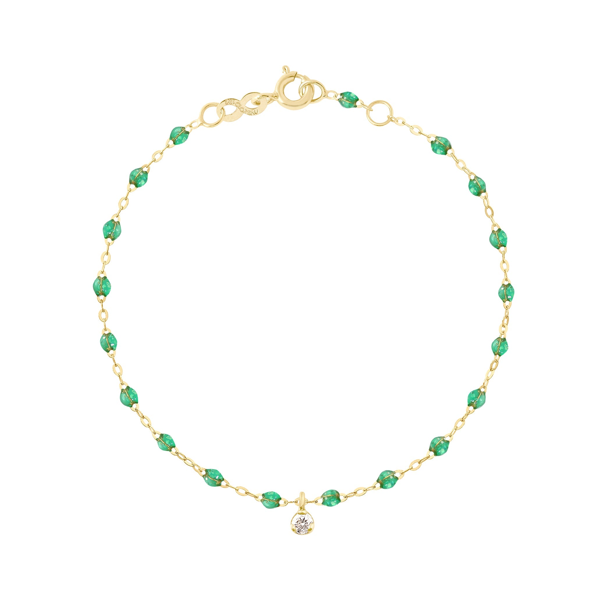 Bracelet menthe Gigi Suprême, or jaune, 1 diamant, 17 cm gigi suprême Référence :  b3gs001j6017di -1