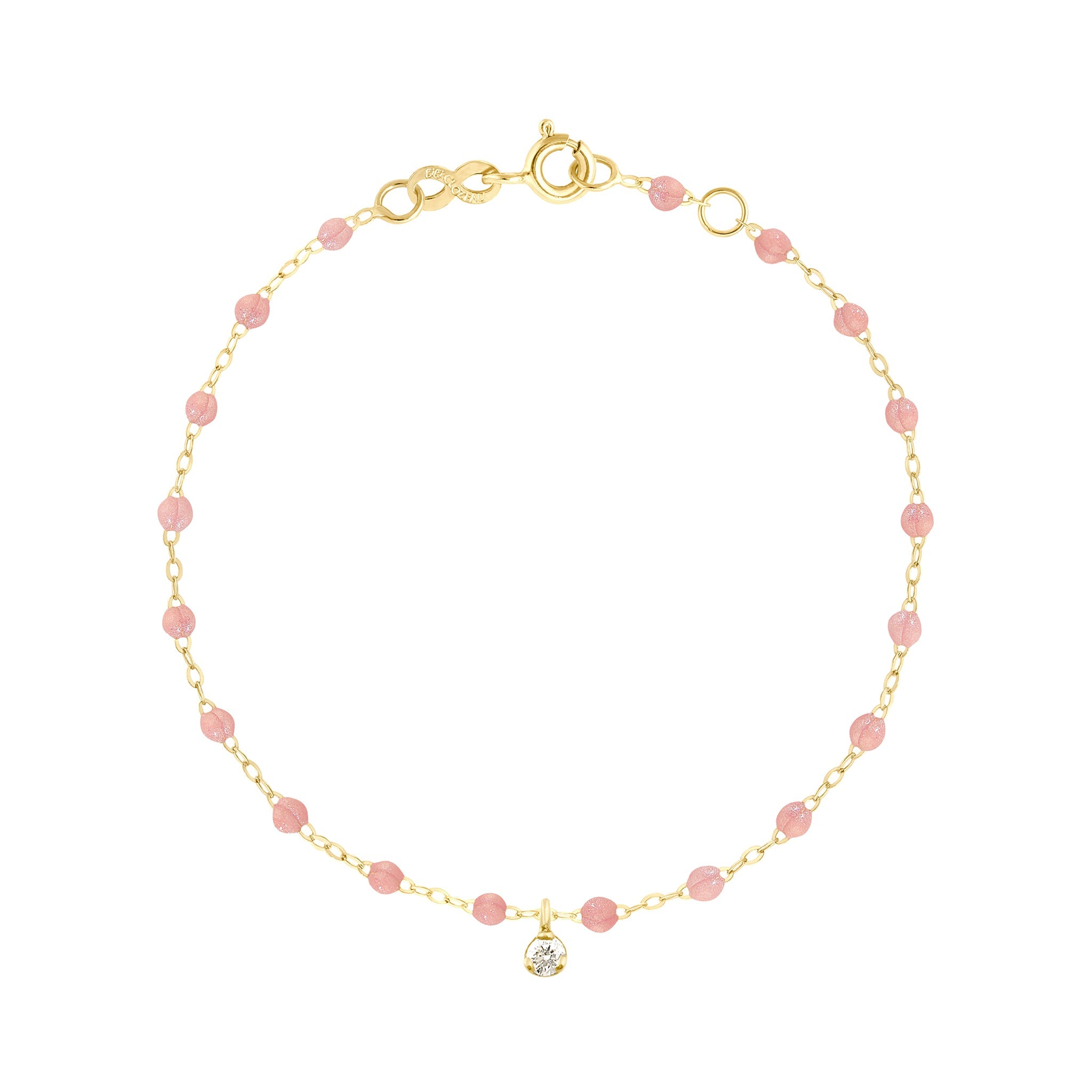 Bracelet blush Gigi Suprême, or jaune, 1 diamant, 17 cm