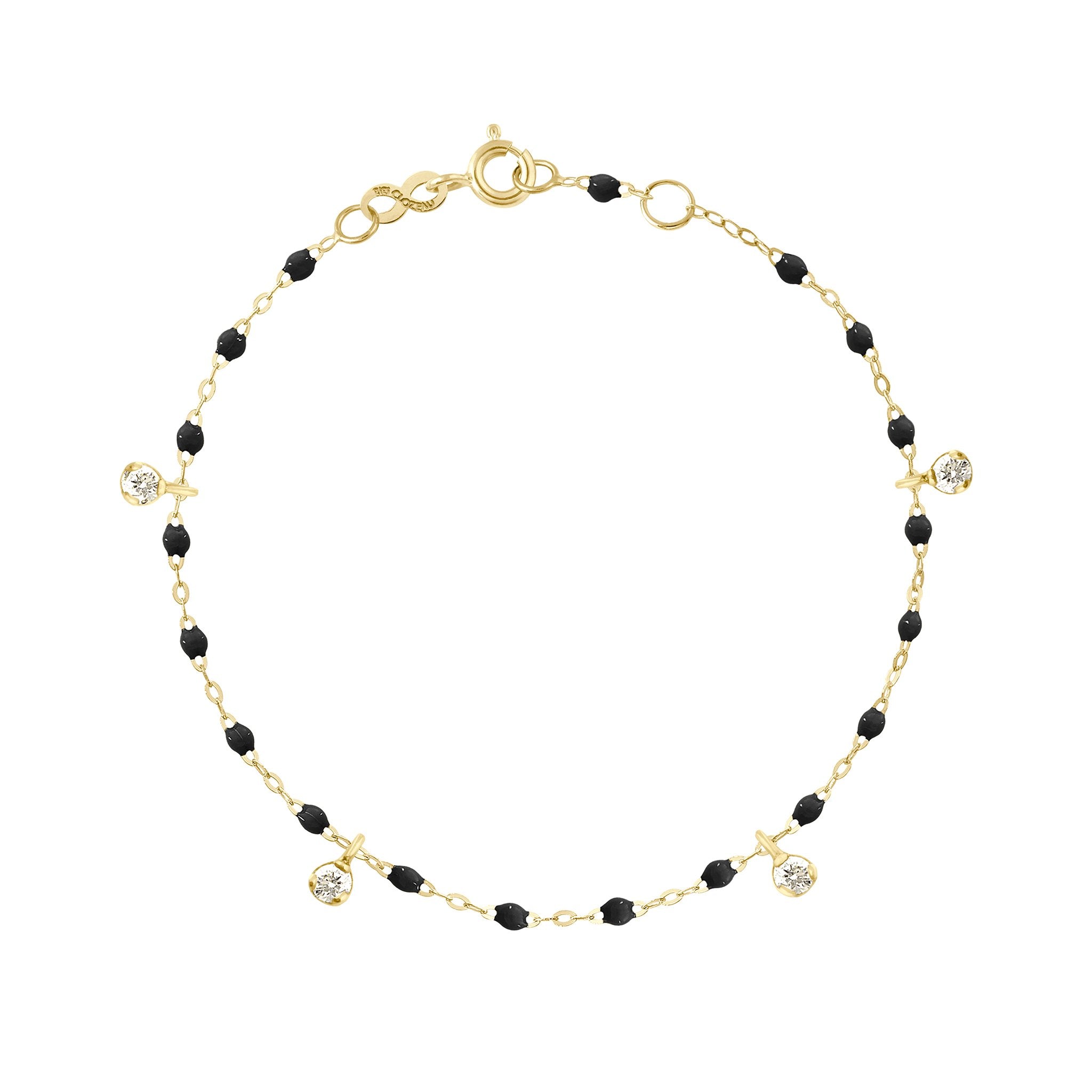 Bracelet noir Gigi Suprême, or jaune, 4 diamants, 17 cm gigi suprême Référence :  b3gs004j2017di -1