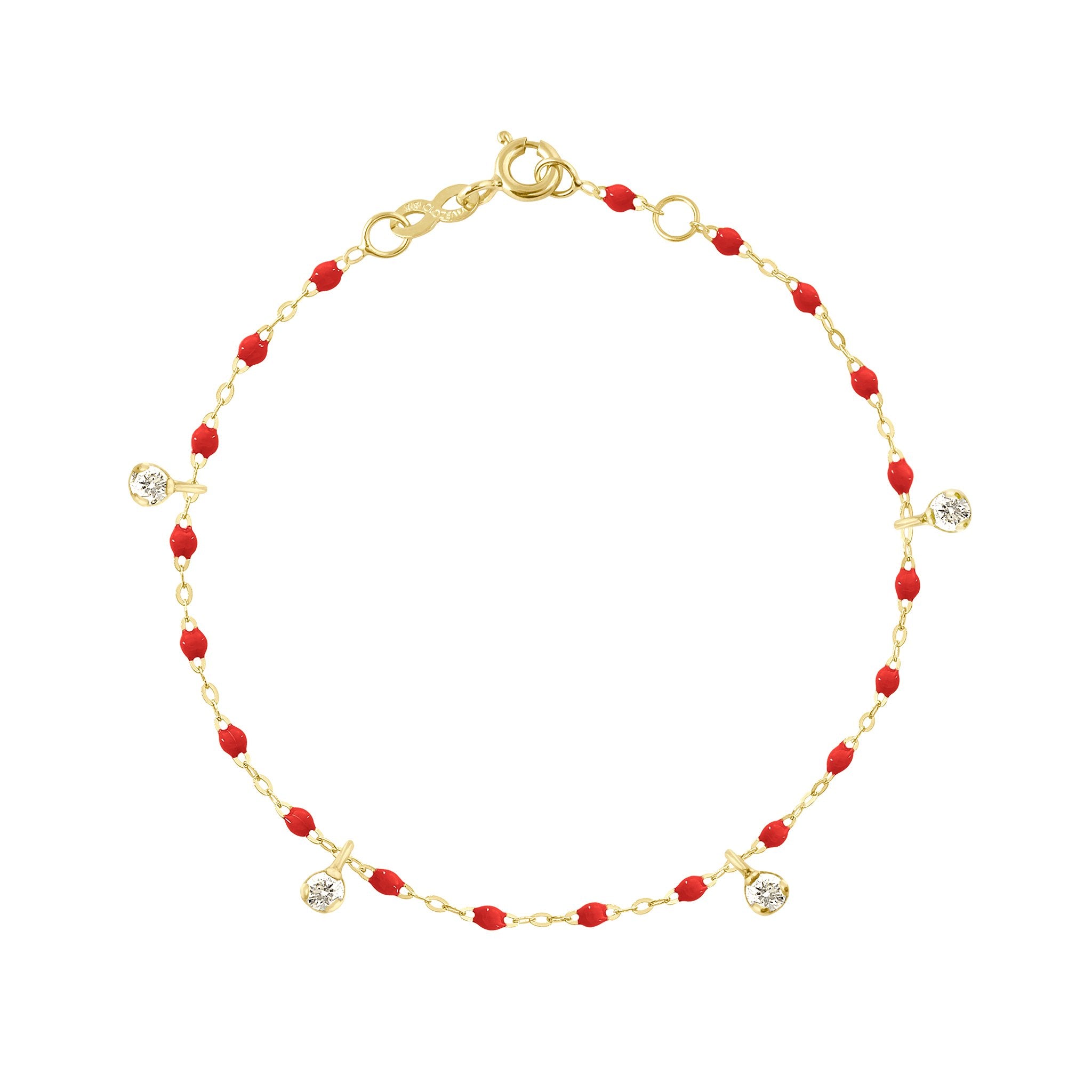 Bracelet coquelicot Gigi Suprême, or jaune, 4 diamants, 17 cm