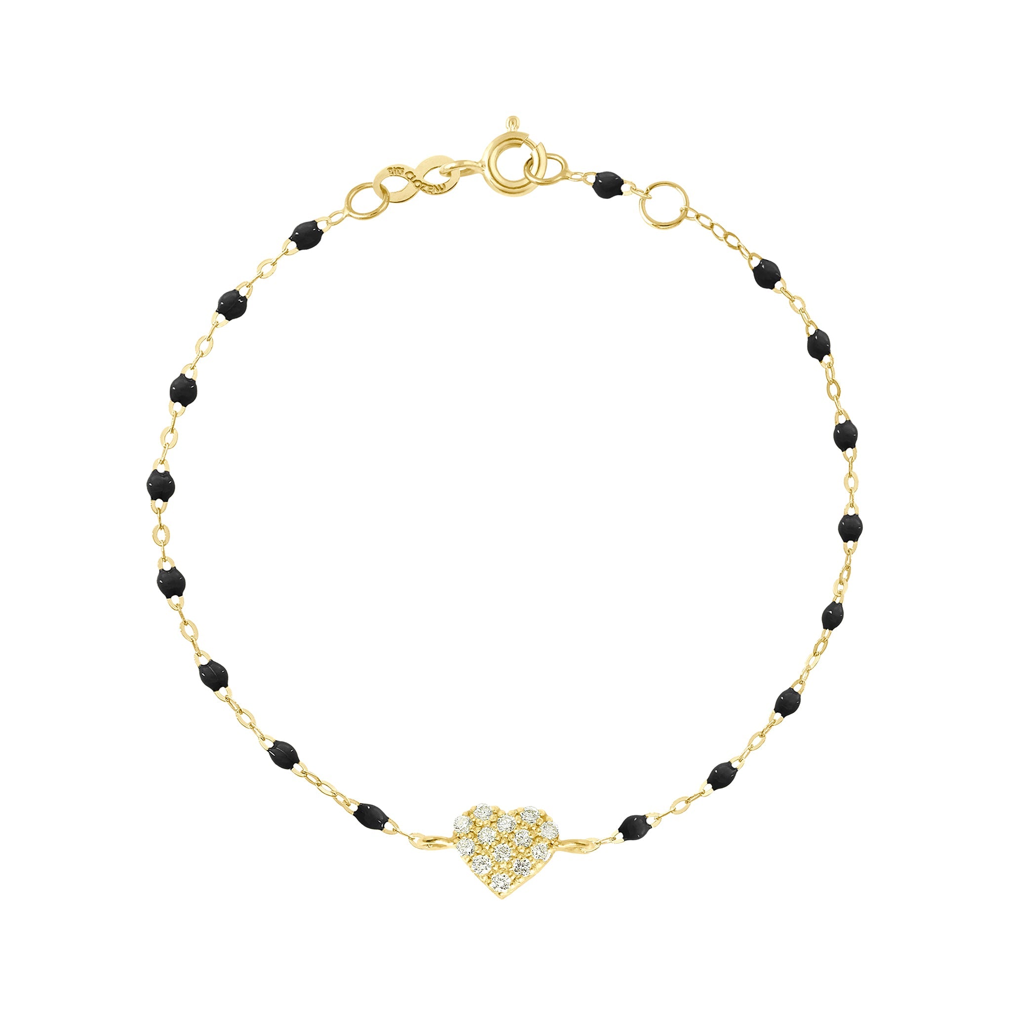 Bracelet noir In Love, diamants, or jaune, 17 cm