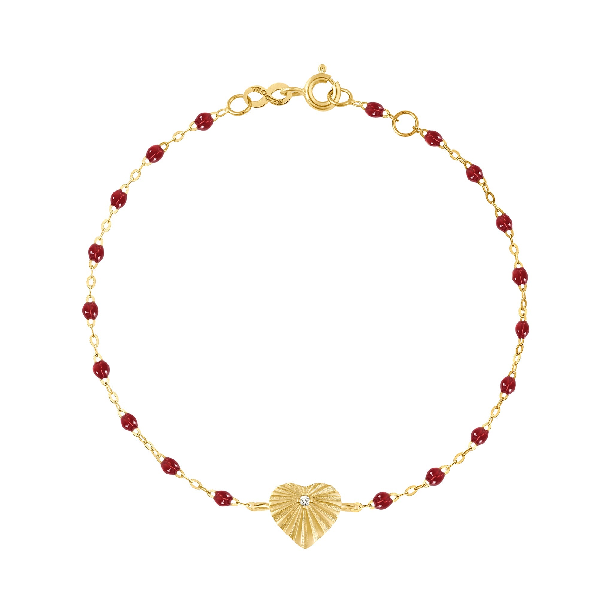 Bracelet rouge Cœur Lumière, diamant, or jaune, 17 cm coeur lumière Référence :  b3lc001j3017di -1