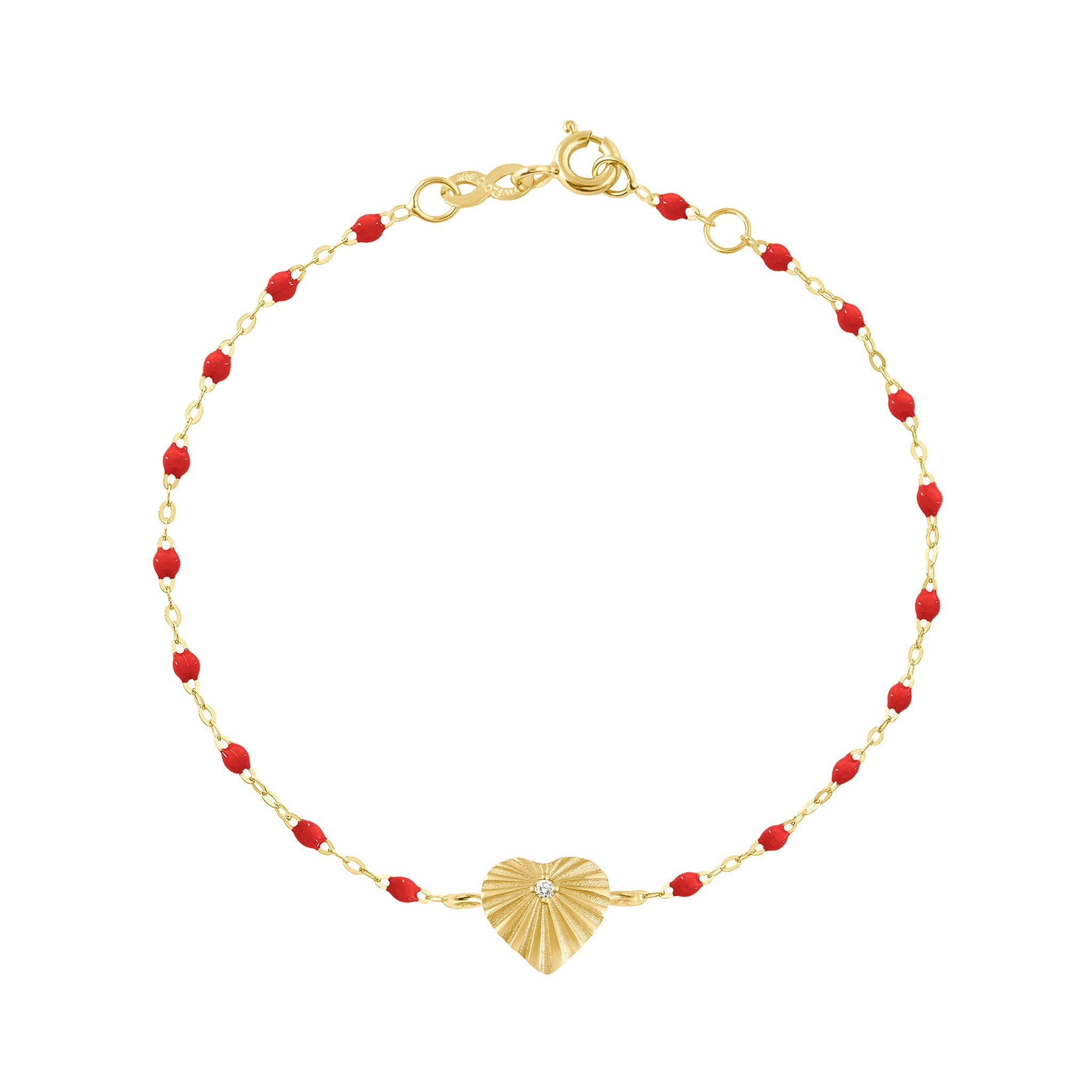 Bracelet coquelicot Cœur Lumière, diamant, or jaune, 17 cm coeur lumière Référence :  b3lc001j3117di -1