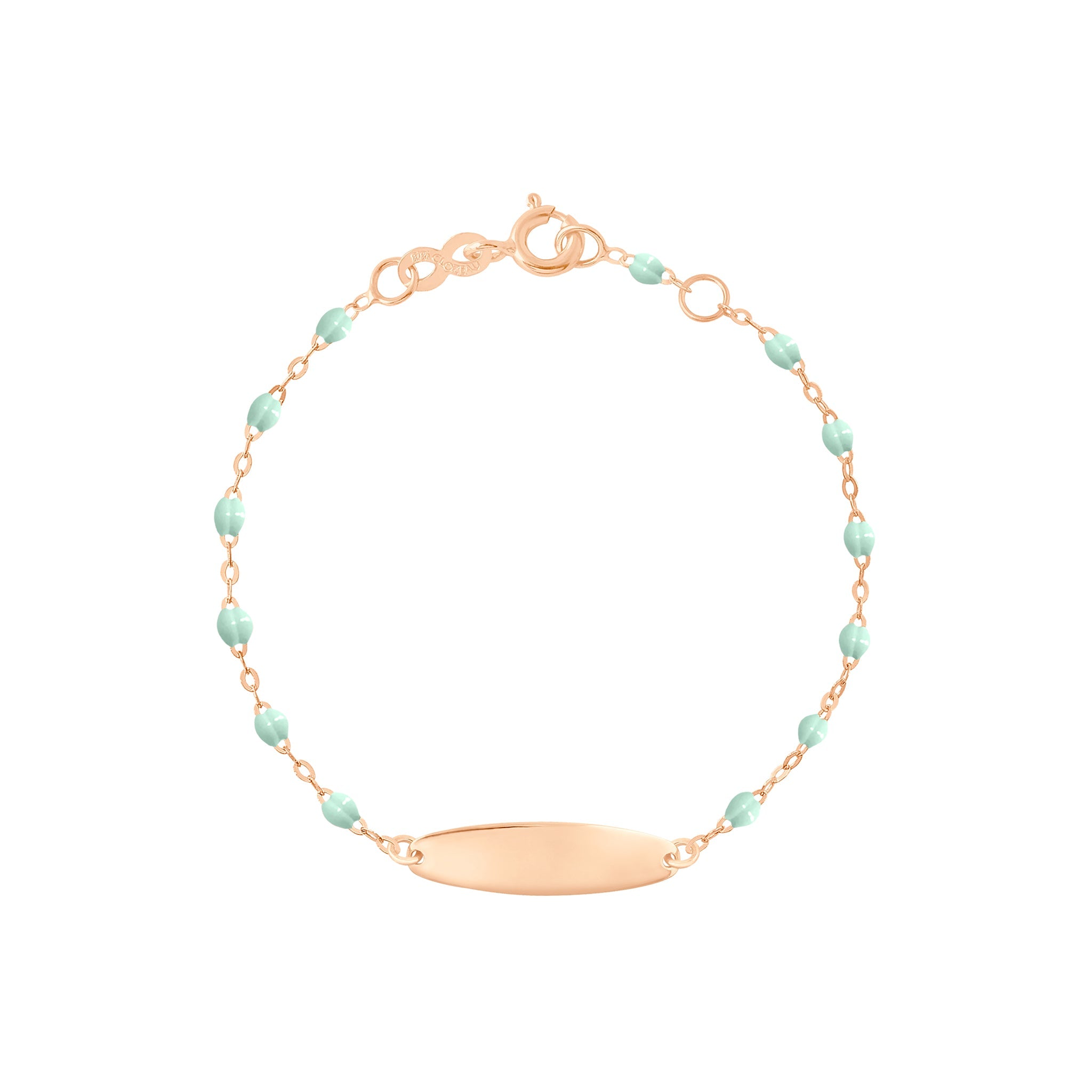 Bracelet jade Little Gigi, plaque ovale, or rose, 15 cm little gigi Référence :  b3lg002r1715xx -1