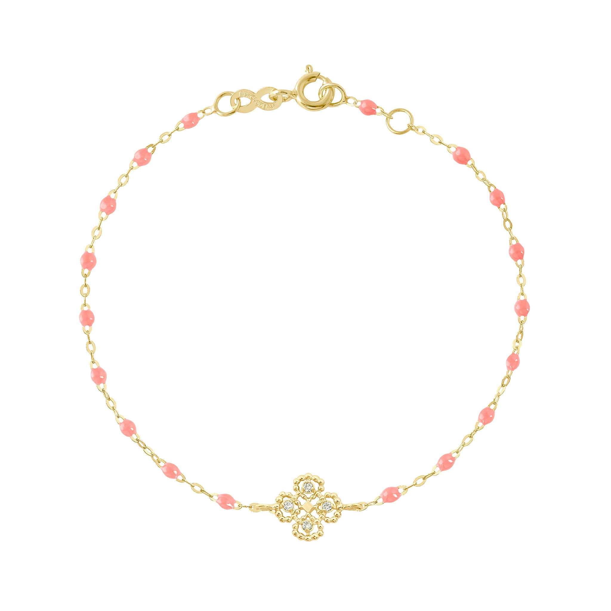 Bracelet fuchsia Lucky Trèfle, diamants, or jaune, 17 cm lucky Référence :  b3lk005j0917di -1