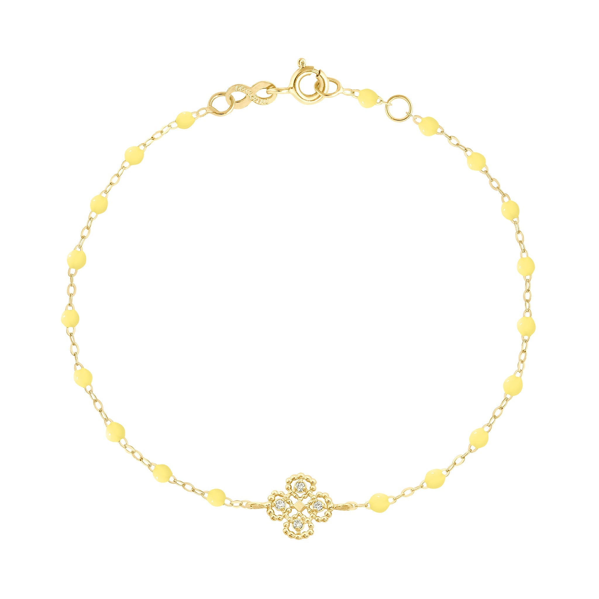 Bracelet mimosa Lucky Trèfle, Diamants, or jaune, 17 cm lucky Référence :  b3lk005j6417di -1