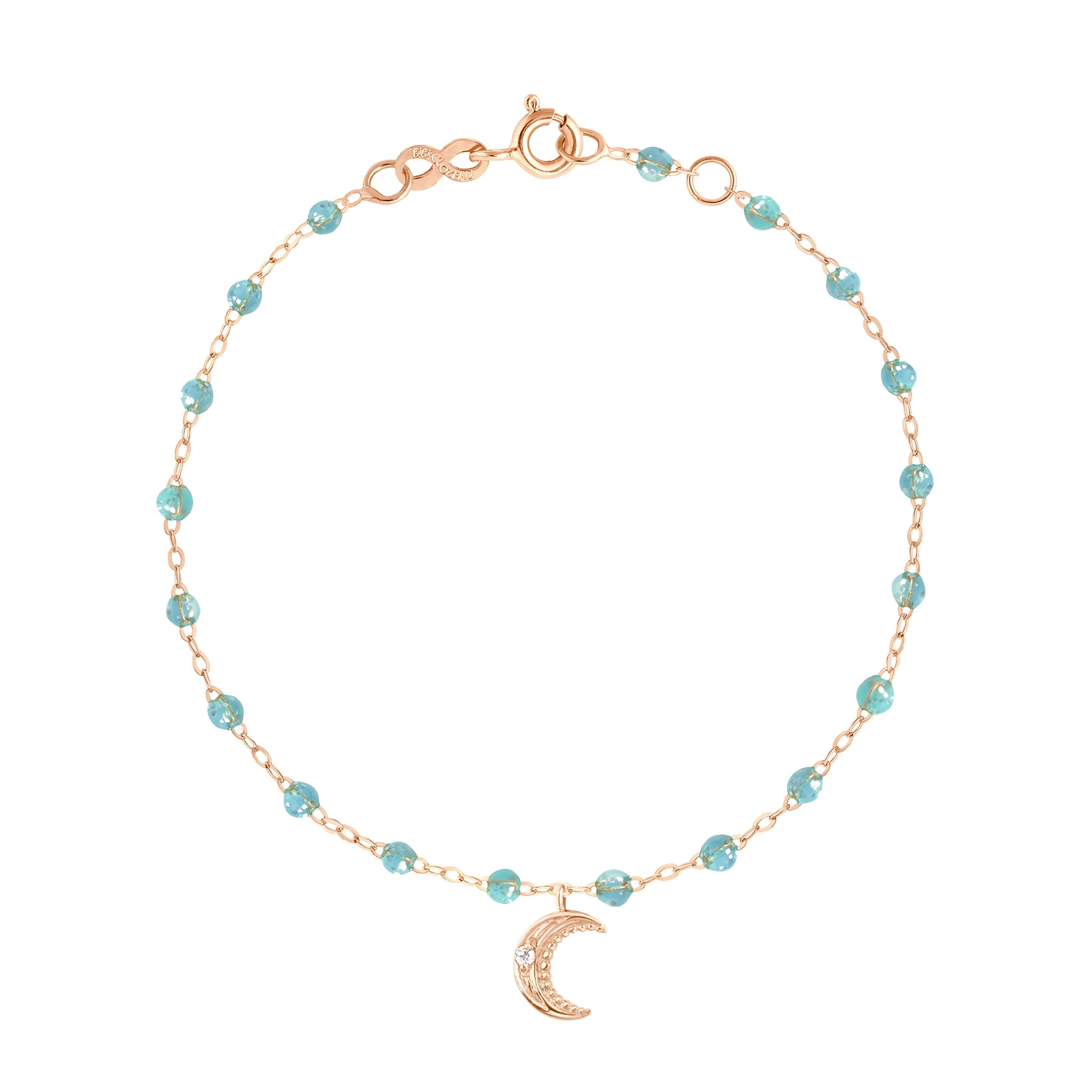 Bracelet aqua Lune, diamants, or rose, 17 cm