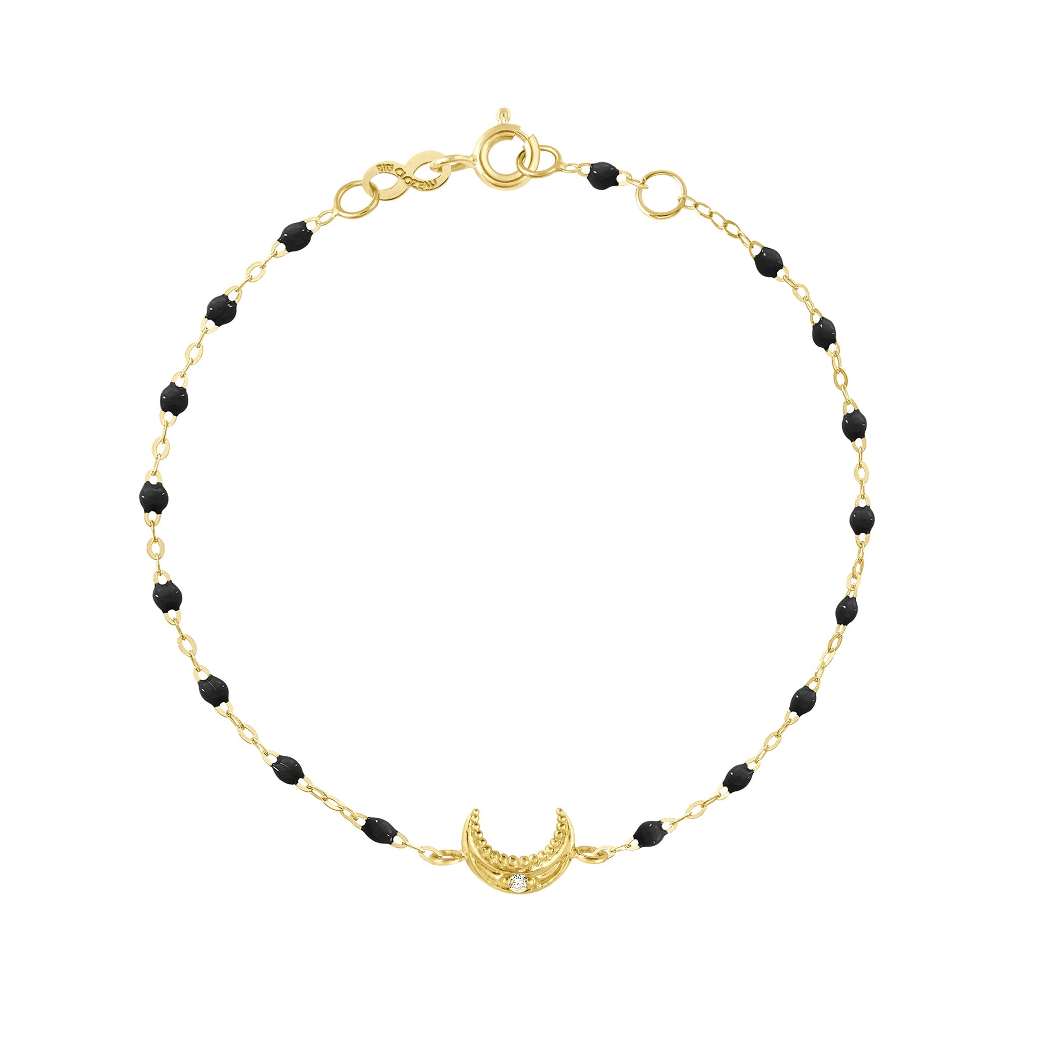 Bracelet noir Lune, diamant, or jaune, 17 cm pirate Référence :  b3lu003j2017di -1