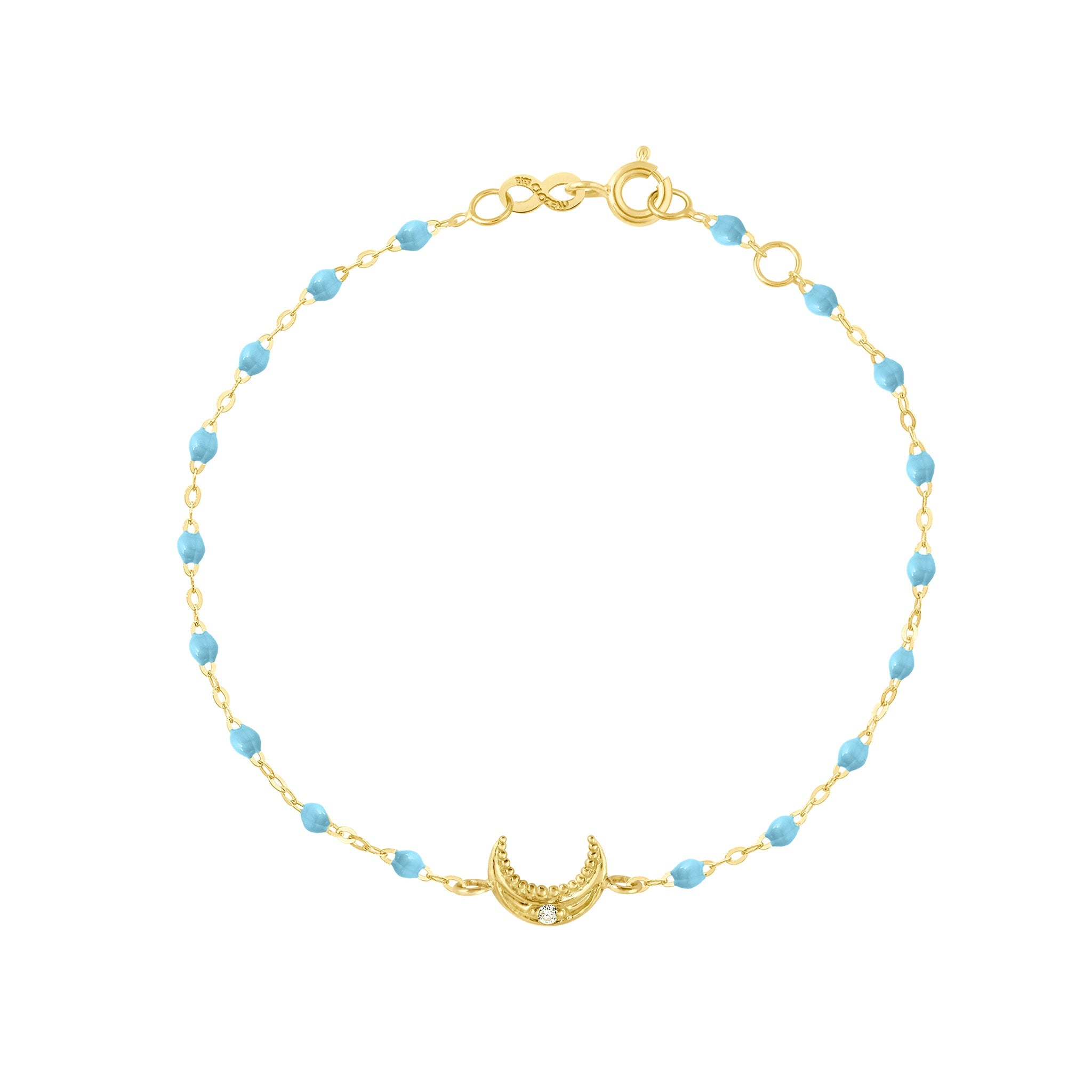 Bracelet turquoise Lune, diamant, or jaune, 17 cm pirate Référence :  b3lu003j3417di -1