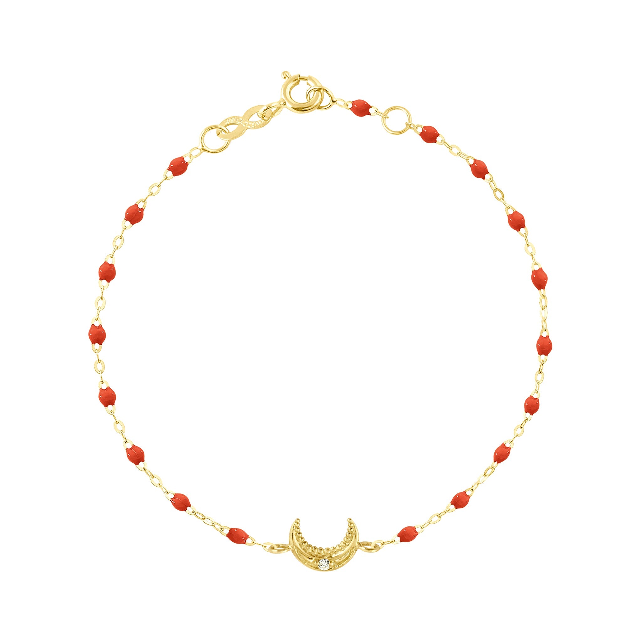 Bracelet corail Lune, diamant, or jaune, 17 cm pirate Référence :  b3lu003j5817di -1