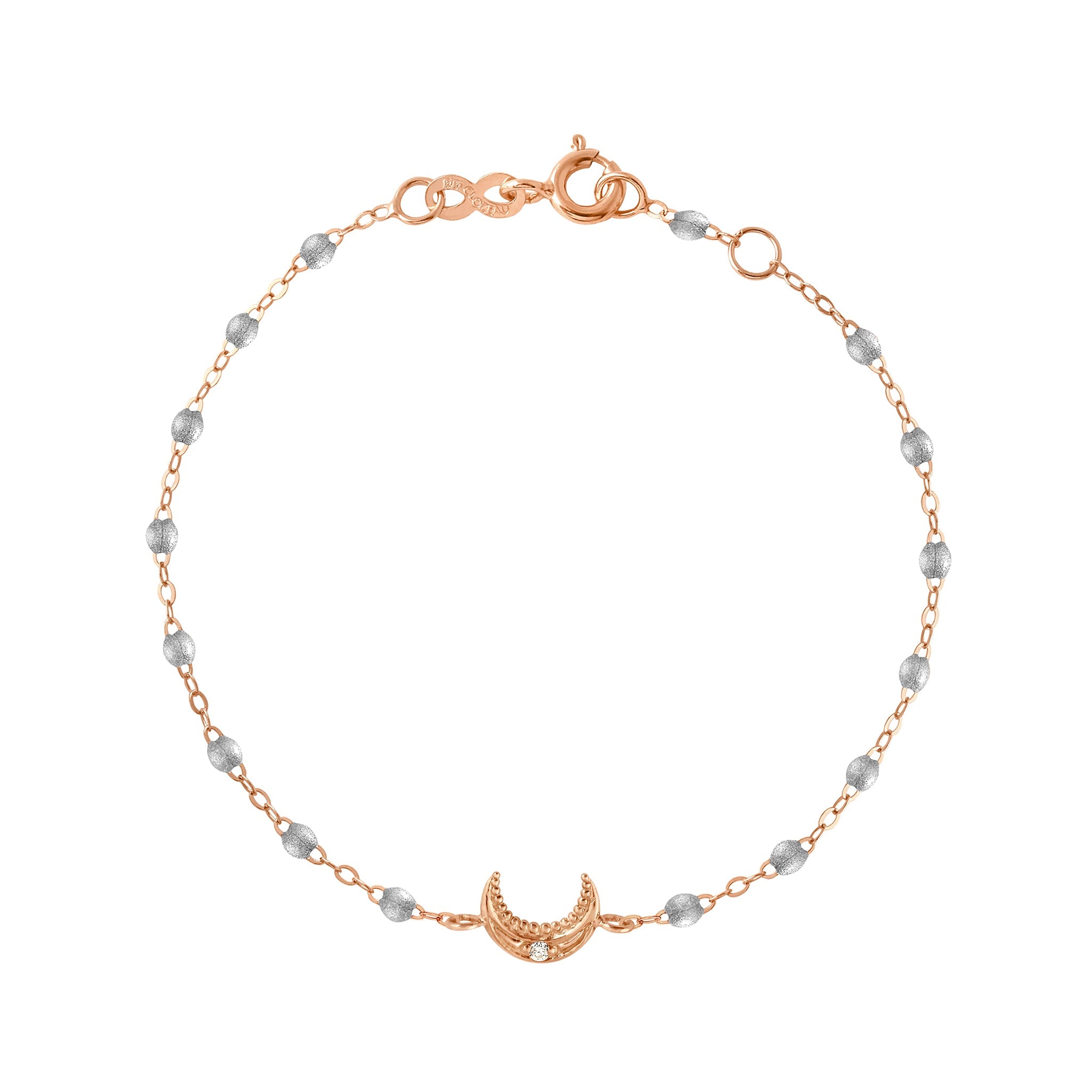 Bracelet argent Lune, diamant, or rose, 17 cm pirate Référence :  b3lu003r1617di -1