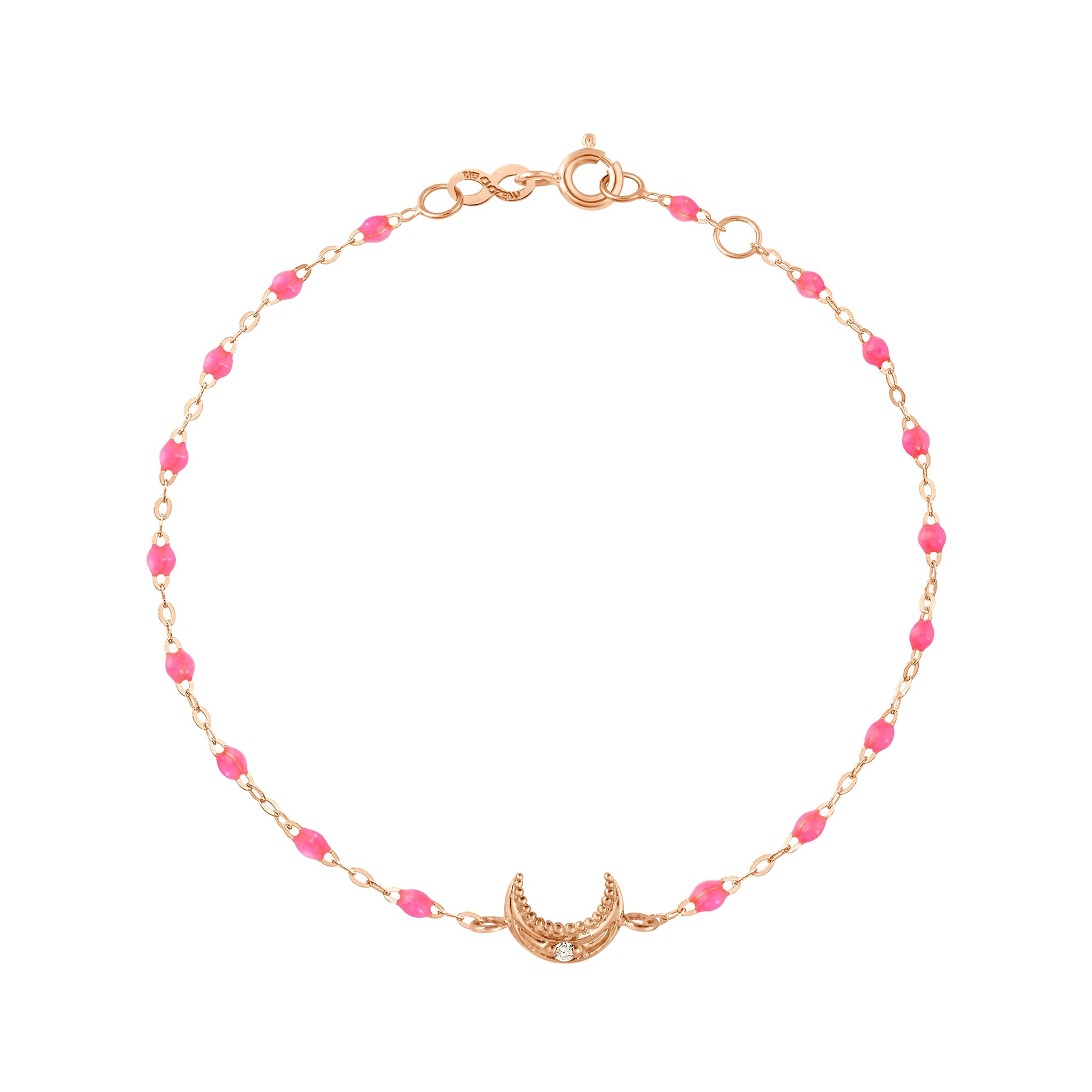 Bracelet rose fluo Lune, diamant, or rose, 17 cm pirate Référence :  b3lu003r2917di -1