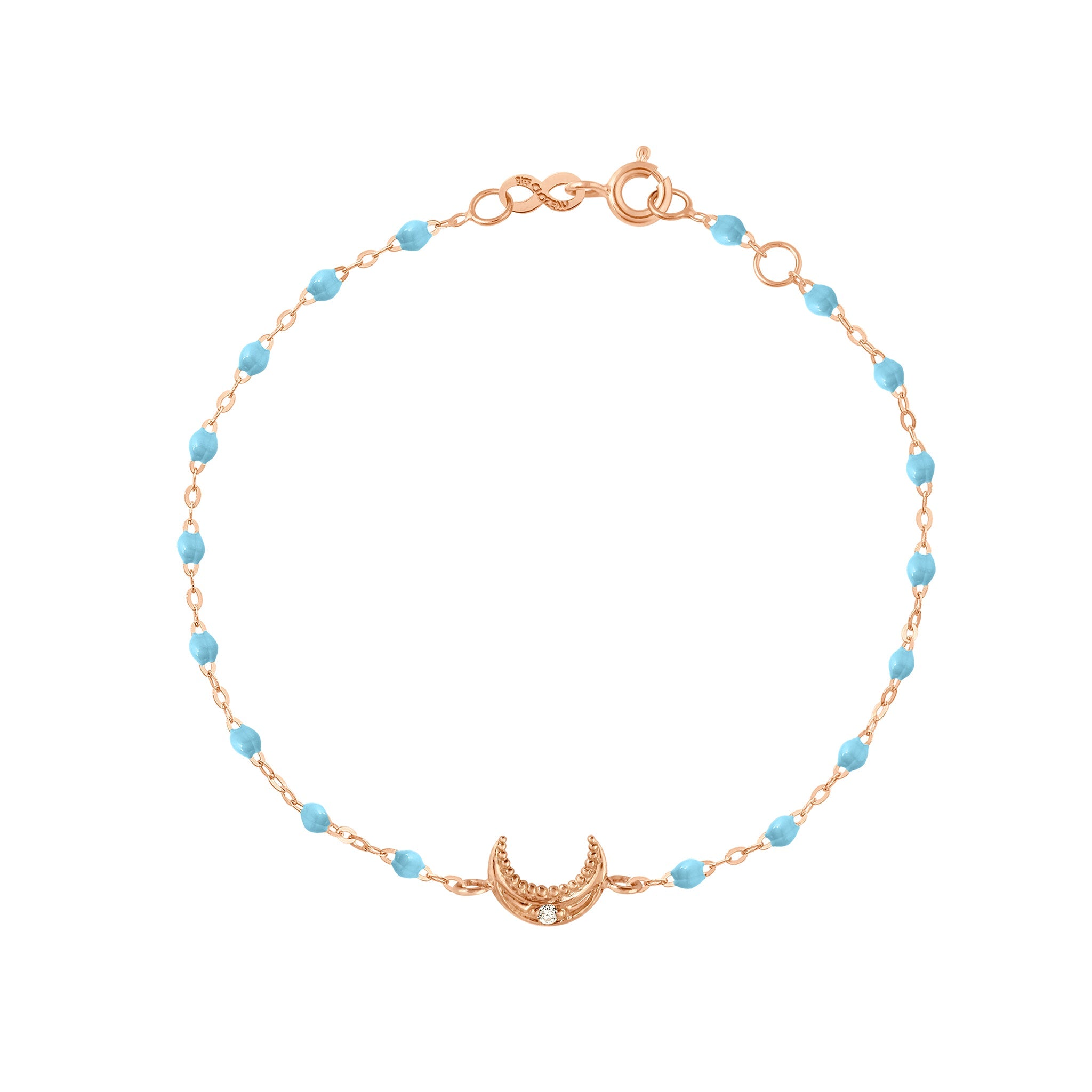 Bracelet turquoise Lune, diamant, or rose, 17 cm pirate Référence :  b3lu003r3417di -1