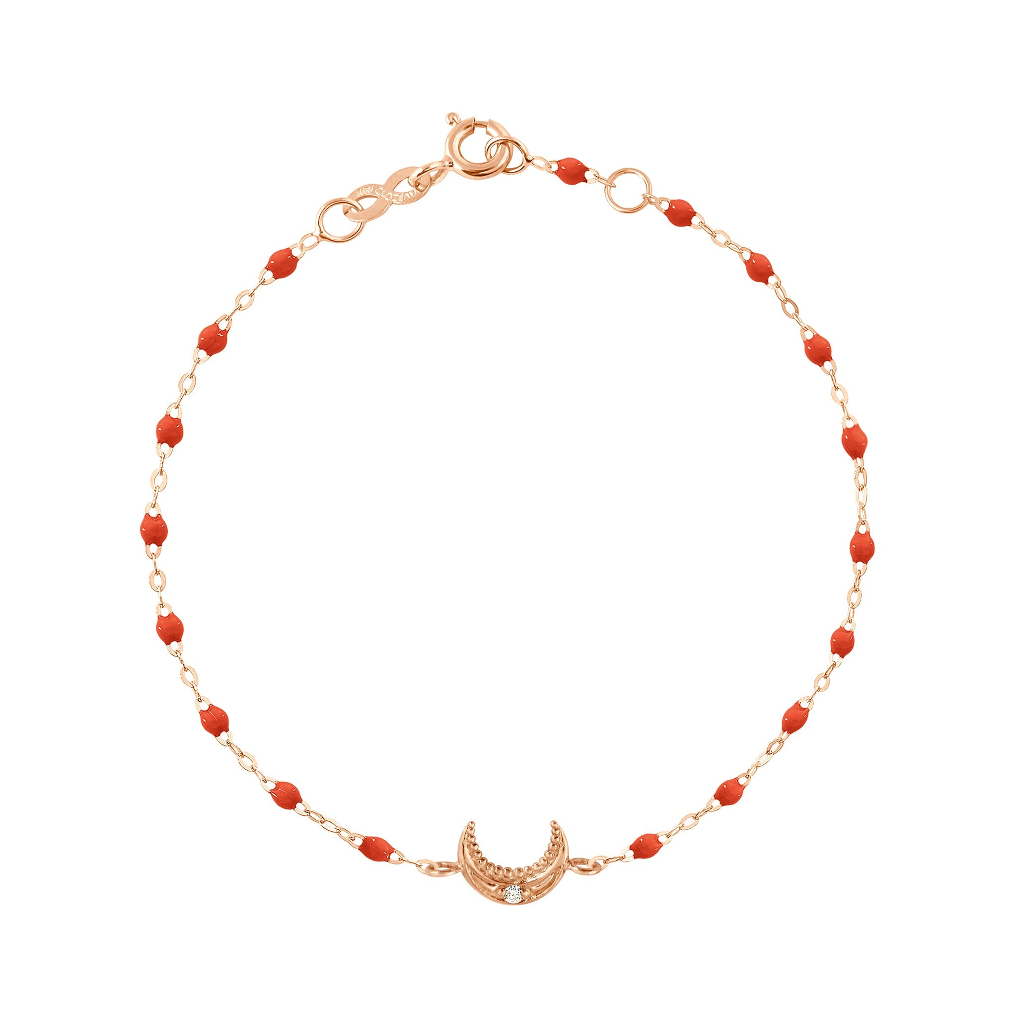 Bracelet corail Lune, diamant, or rose, 17 cm pirate Référence :  b3lu003r5817di -1