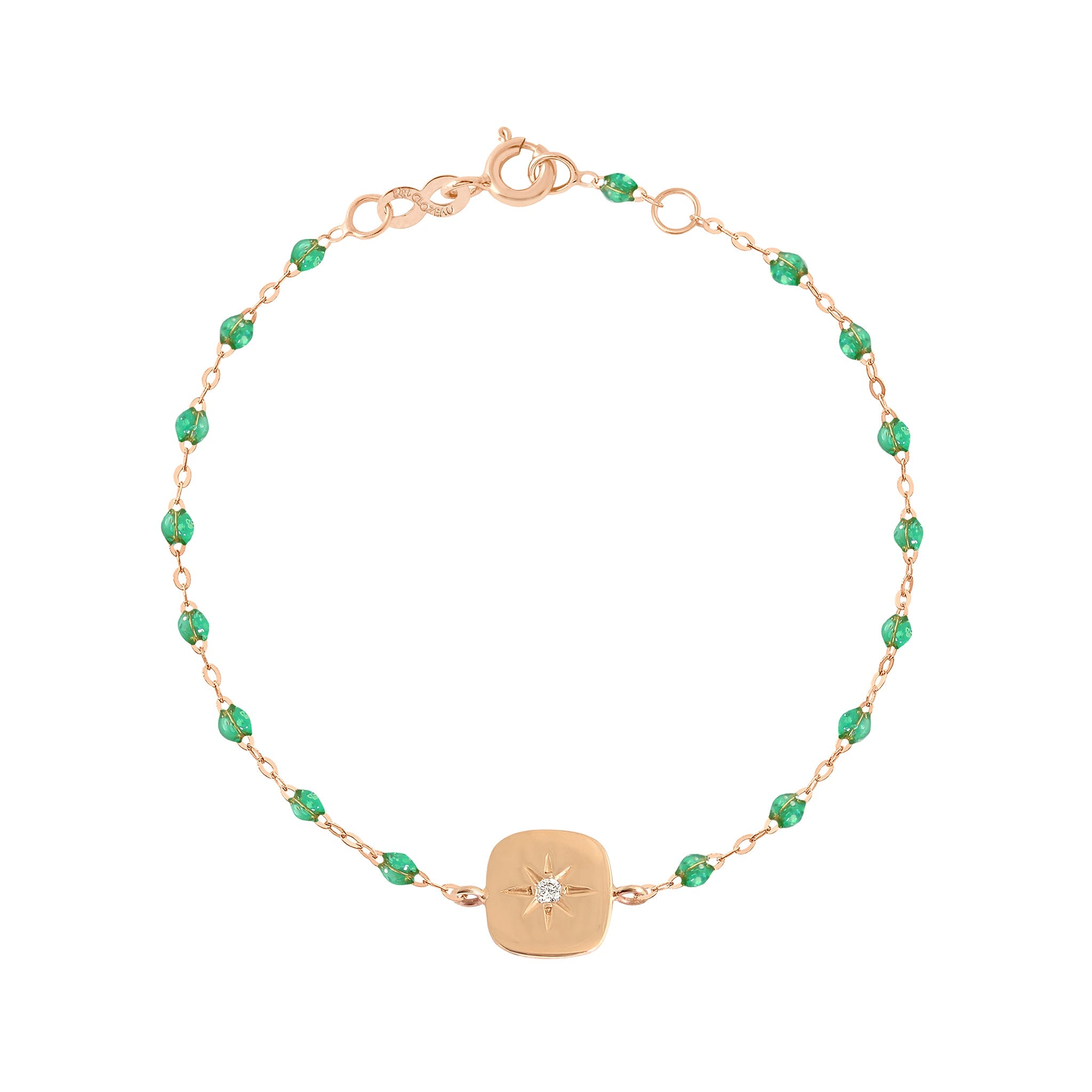 Bracelet menthe Miss Gigi diamant, or rose, 17 cm