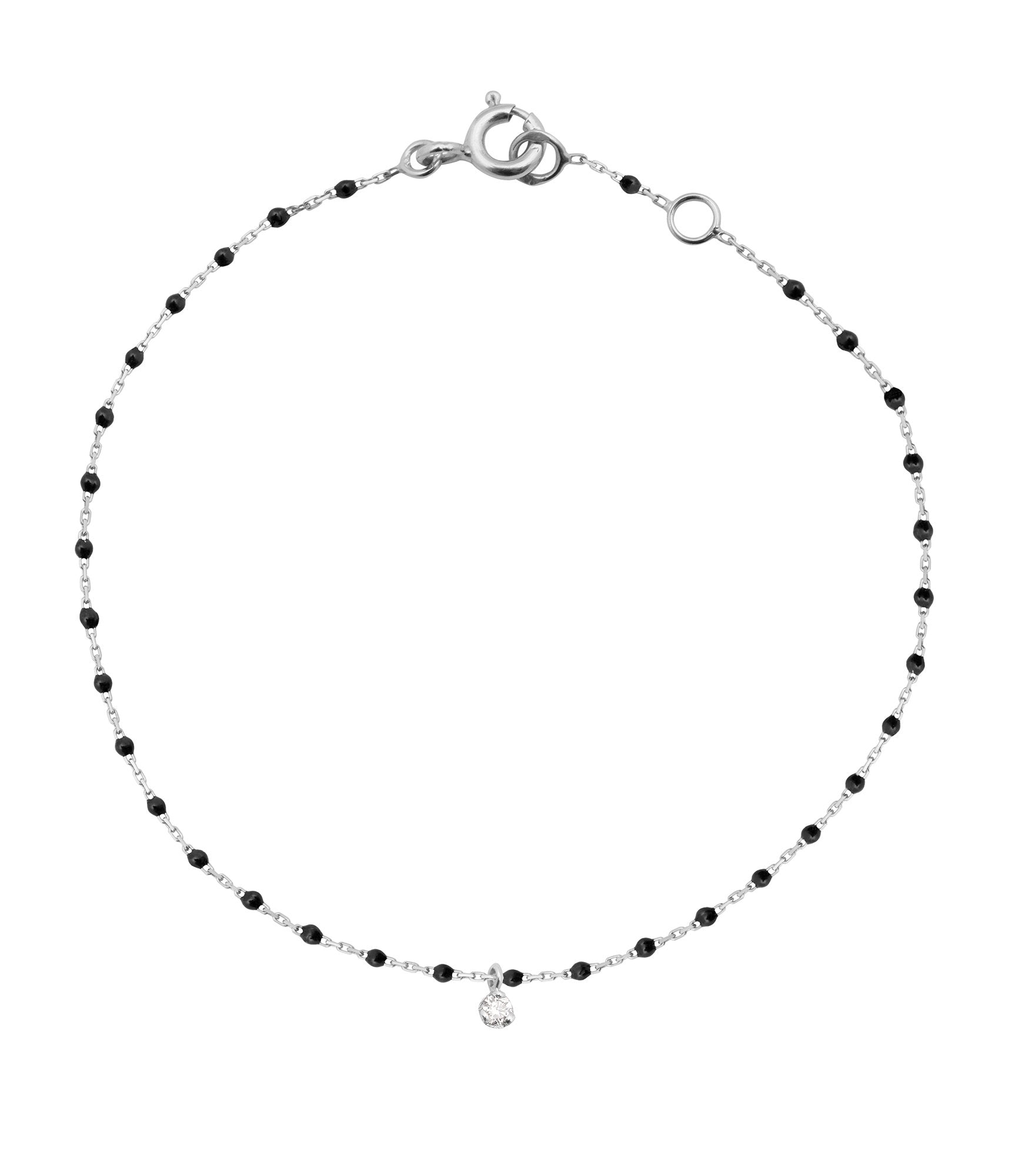 Bracelet noir Mini Gigi, or blanc, 1 diamant, 17 cm mini gigi Référence :  b3mi001g2017di -1