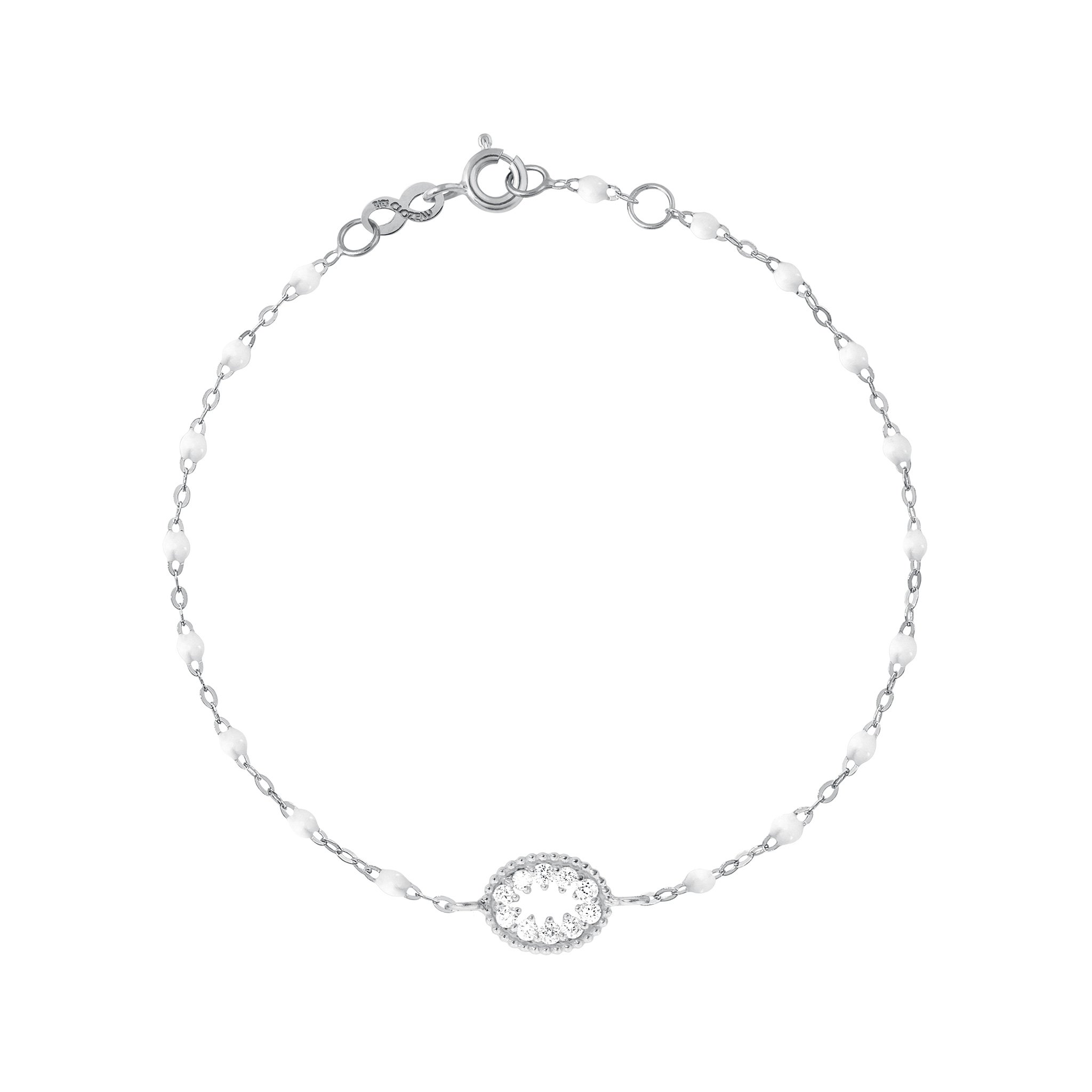 Bracelet blanc Oeil de Pirate, diamants, or blanc, 17 cm