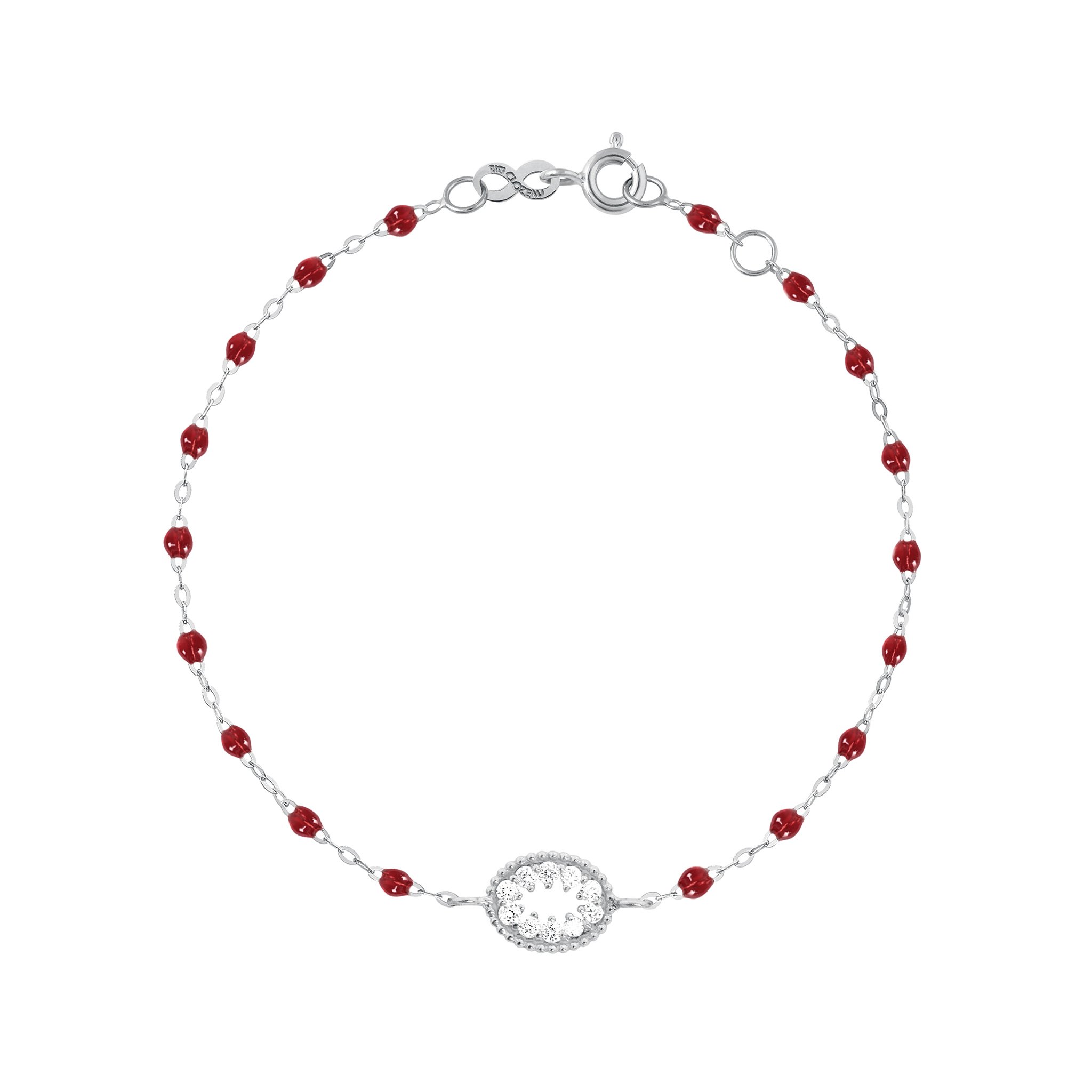 Bracelet rouge Oeil de Pirate, diamants, or blanc, 17 cm