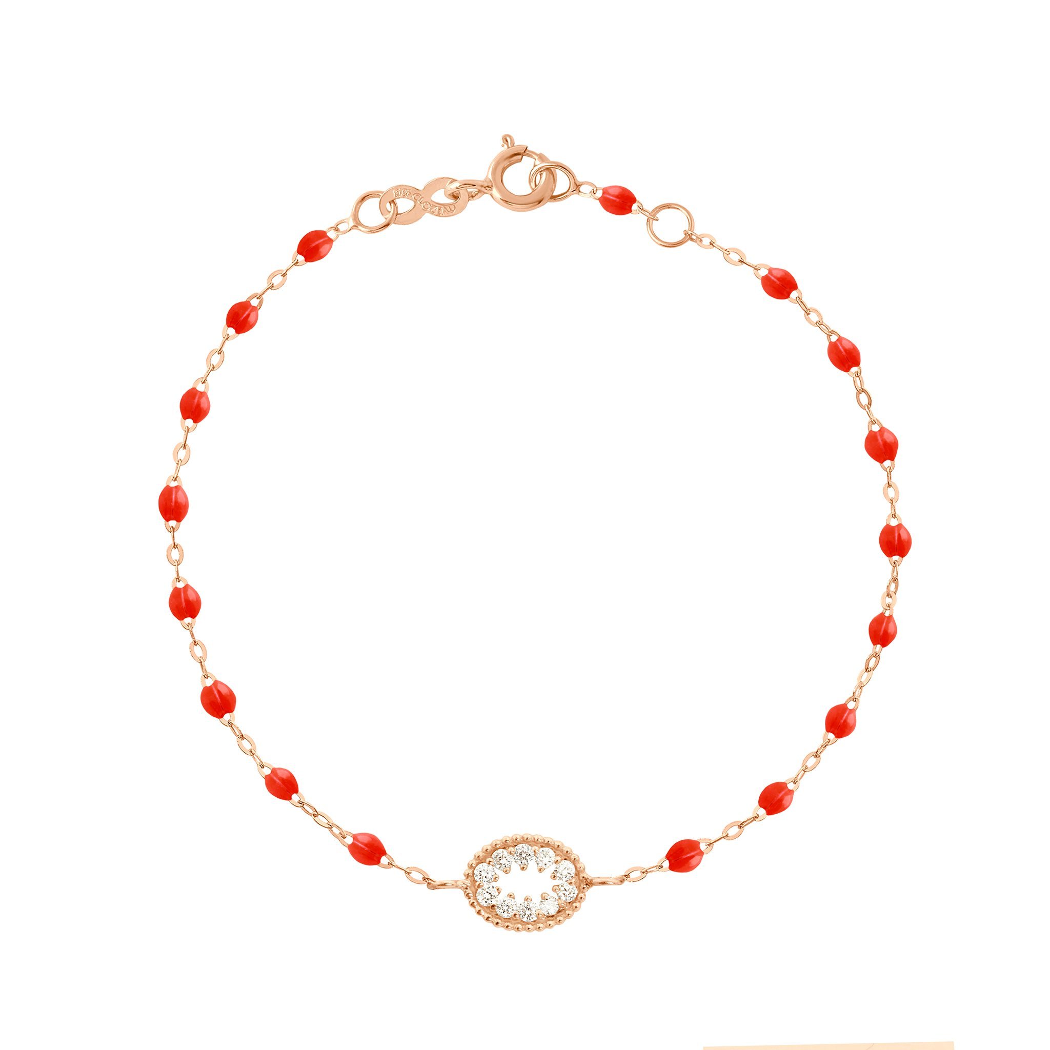 Bracelet corail Oeil de Pirate, diamants, or rose, 17 cm