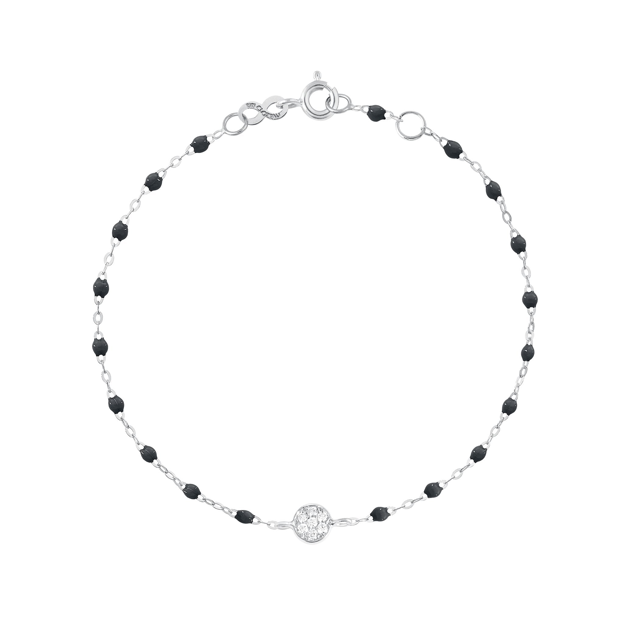 Bracelet noir Puce diamants, or blanc, 17 cm pirate Référence :  b3pu002g2017di -1