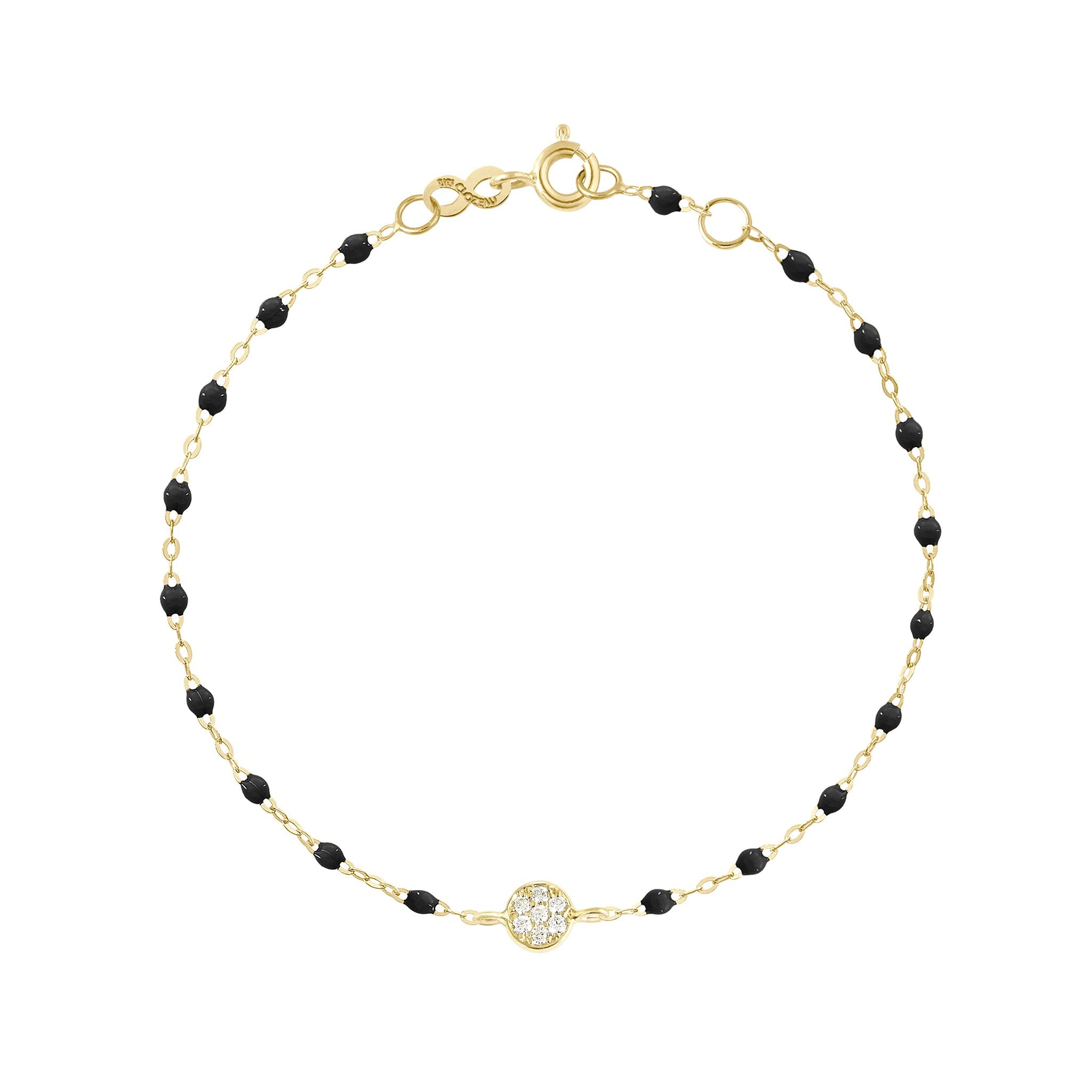 Bracelet noir Puce diamants, or jaune, 17 cm pirate Référence :  b3pu002j2017di -1