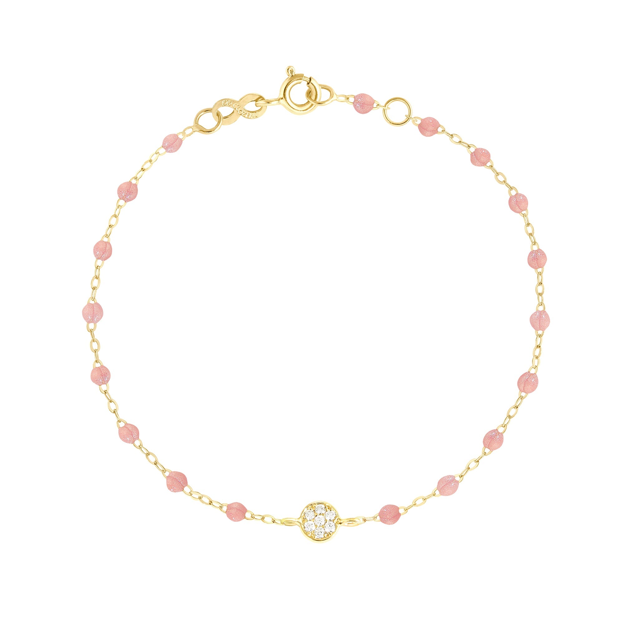 Bracelet blush Puce diamants, or jaune, 17 cm