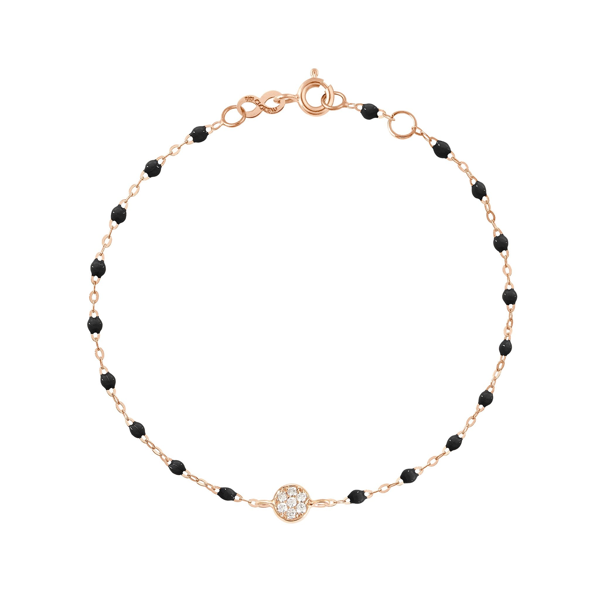 Bracelet noir Puce diamants, or rose, 17 cm pirate Référence :  b3pu002r2017di -1