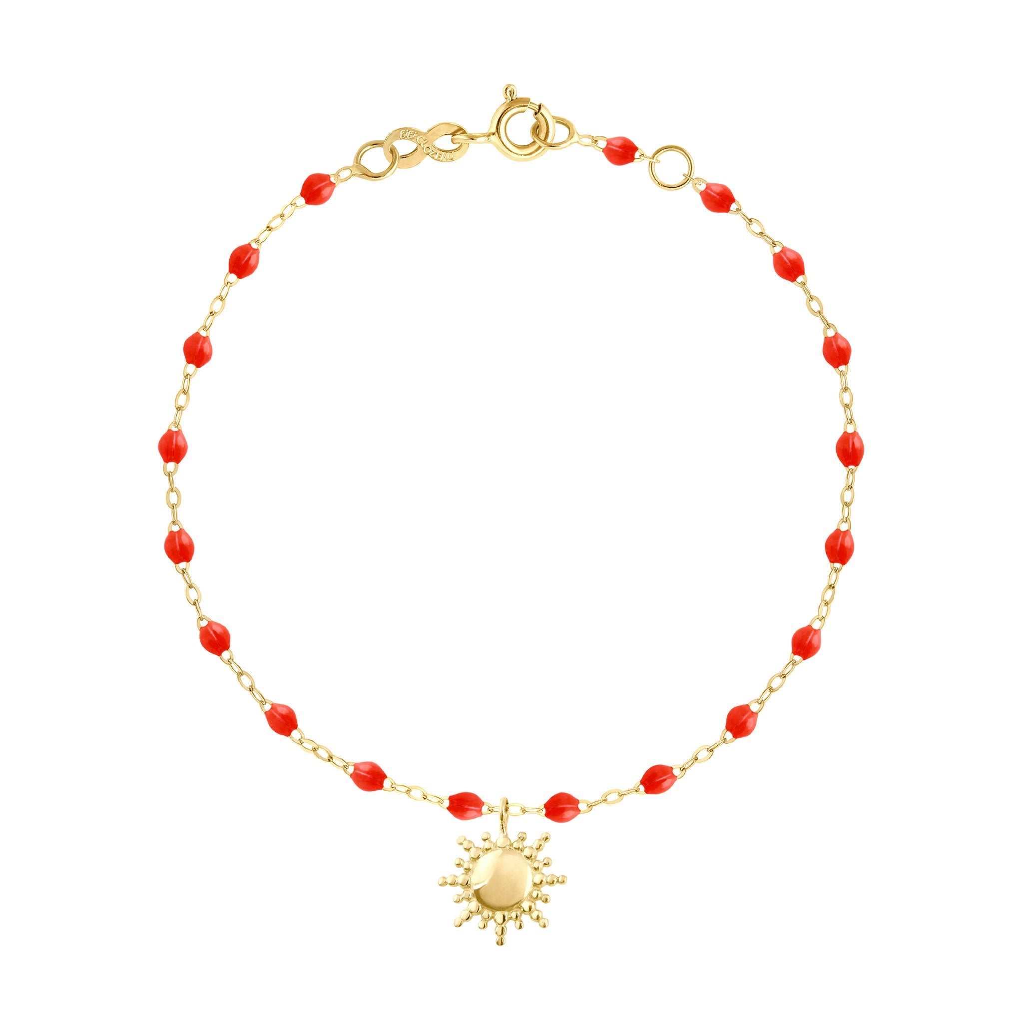 Bracelet corail Soleil, or jaune, 17 cm